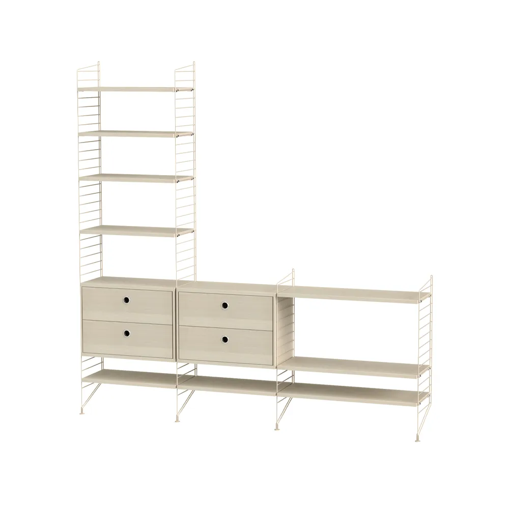 String Wohnzimmer Esche & Beige- Kombination J,  String