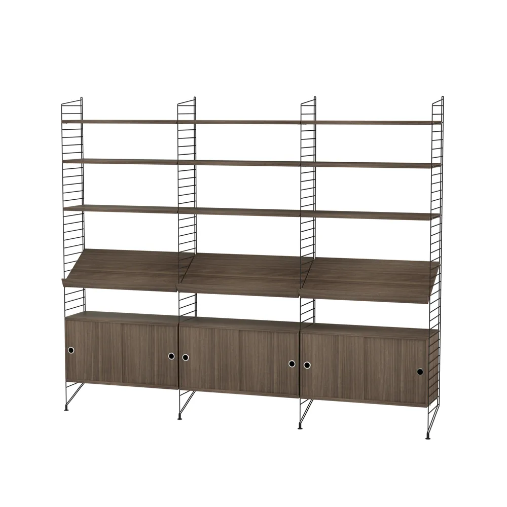 String Wohnzimmer Walnuss & Schwarz- Kombination G String