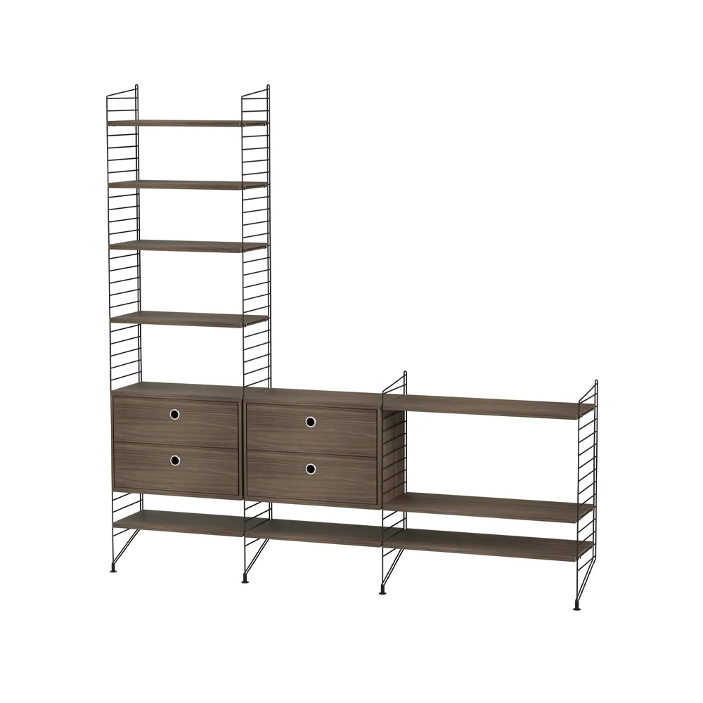 String Wohnzimmer Walnuss & Schwarz- Kombination J String