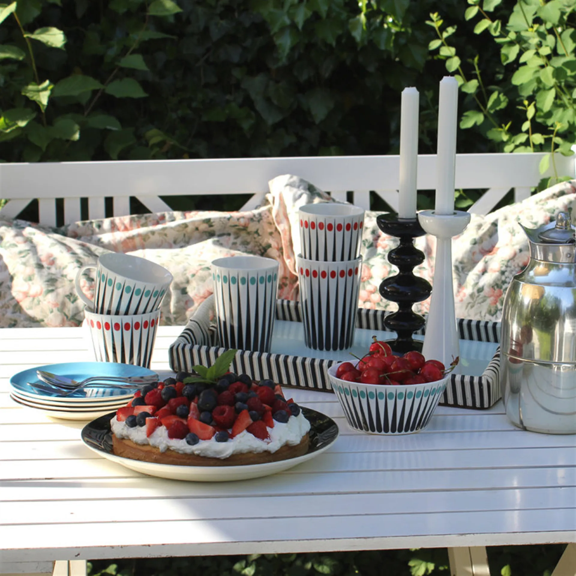 Amanda Becher hoch, Weiß-aqua Superliving