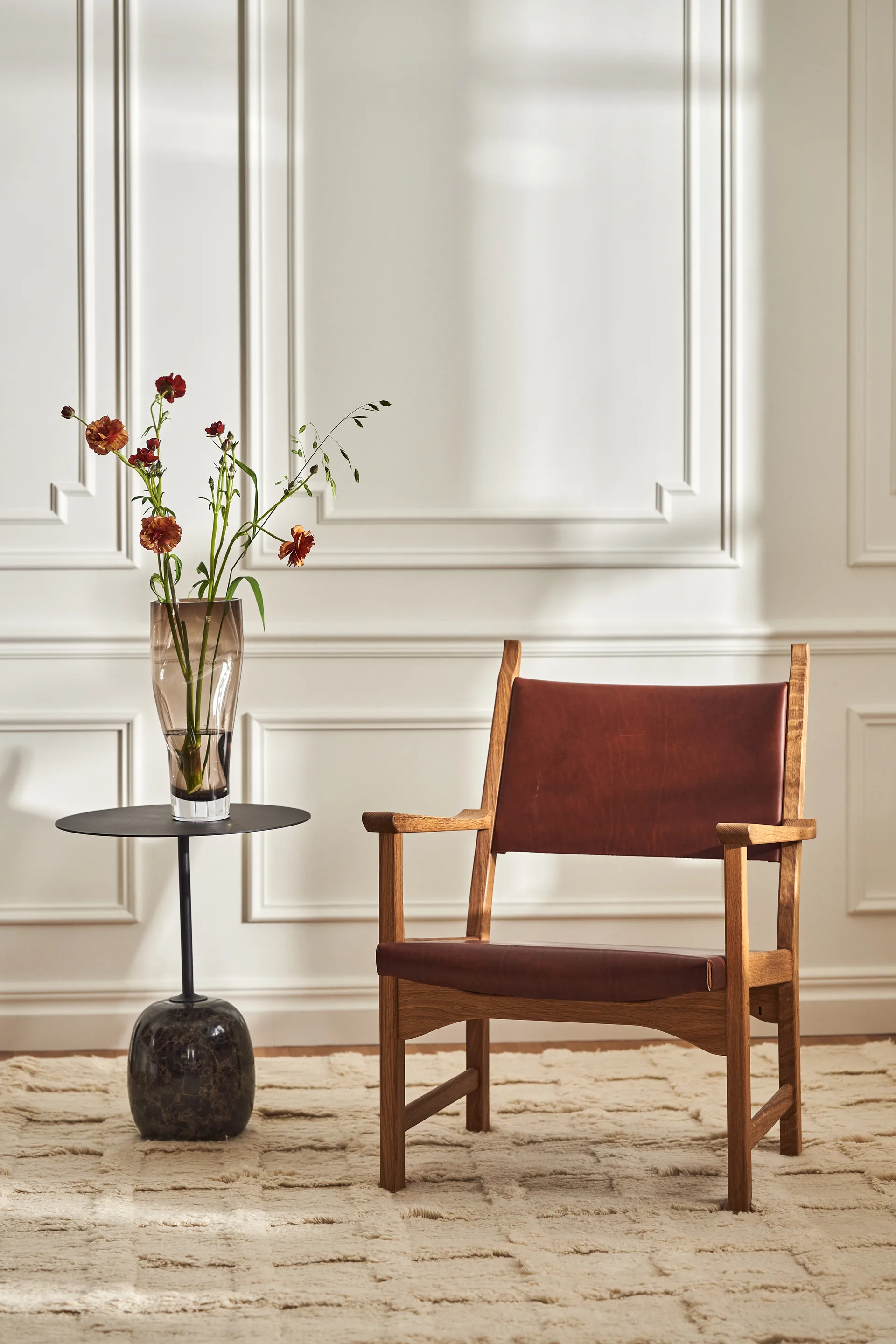 Caryngo Sessel, Eiche geölt-Leder rotbraun Swedese