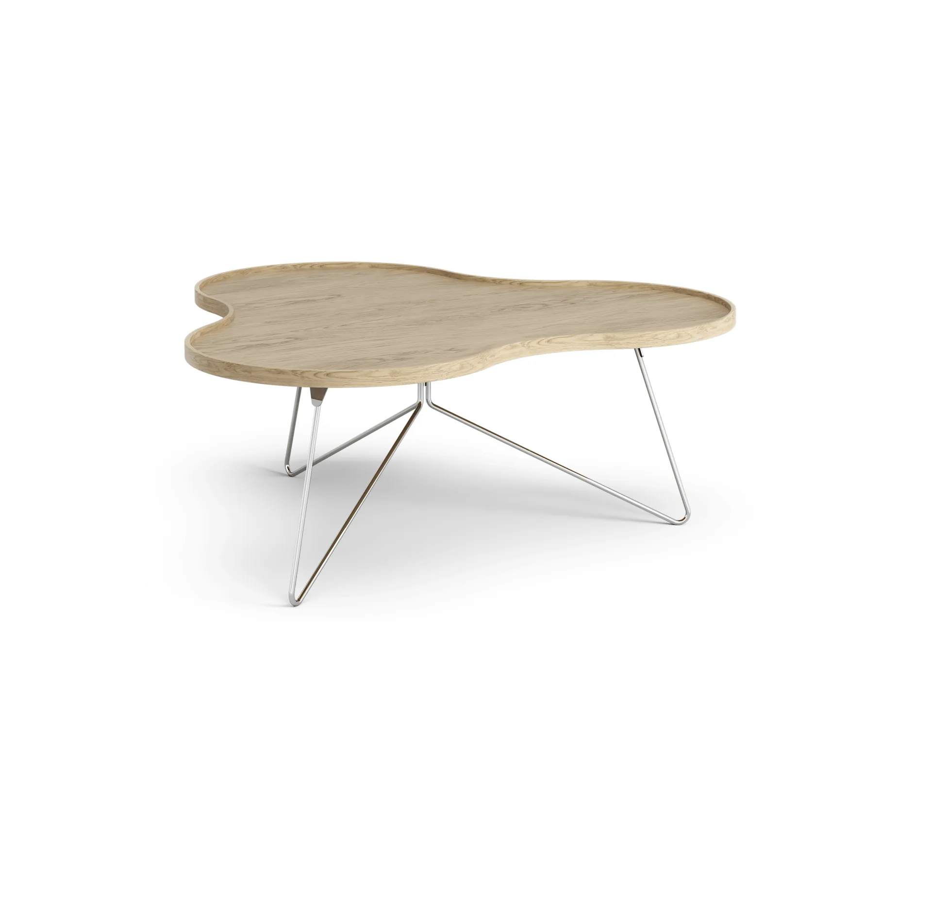 Flower mono Tisch 107 x 114cm, Eiche natur, 45cm, Chromgestell Swedese