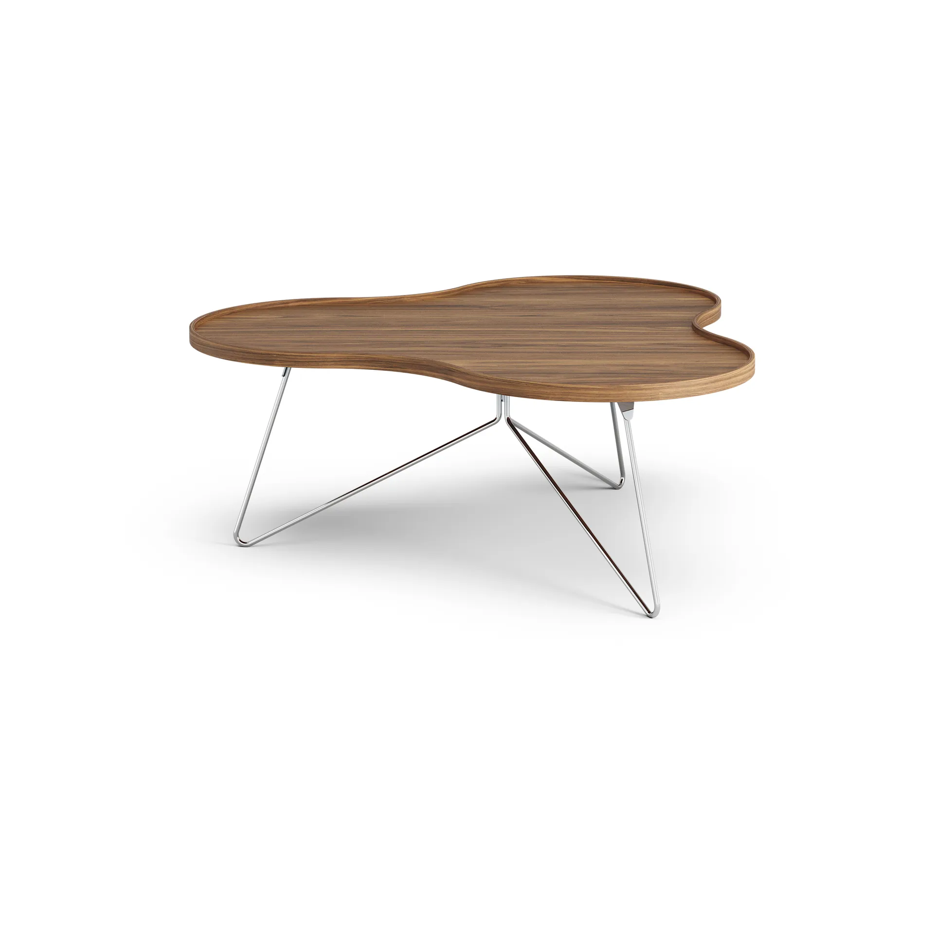 Flower mono Tisch Special Edition 107x114 cm, H45 cm-lackierte Walnuss-verchromter Stahl Swedese