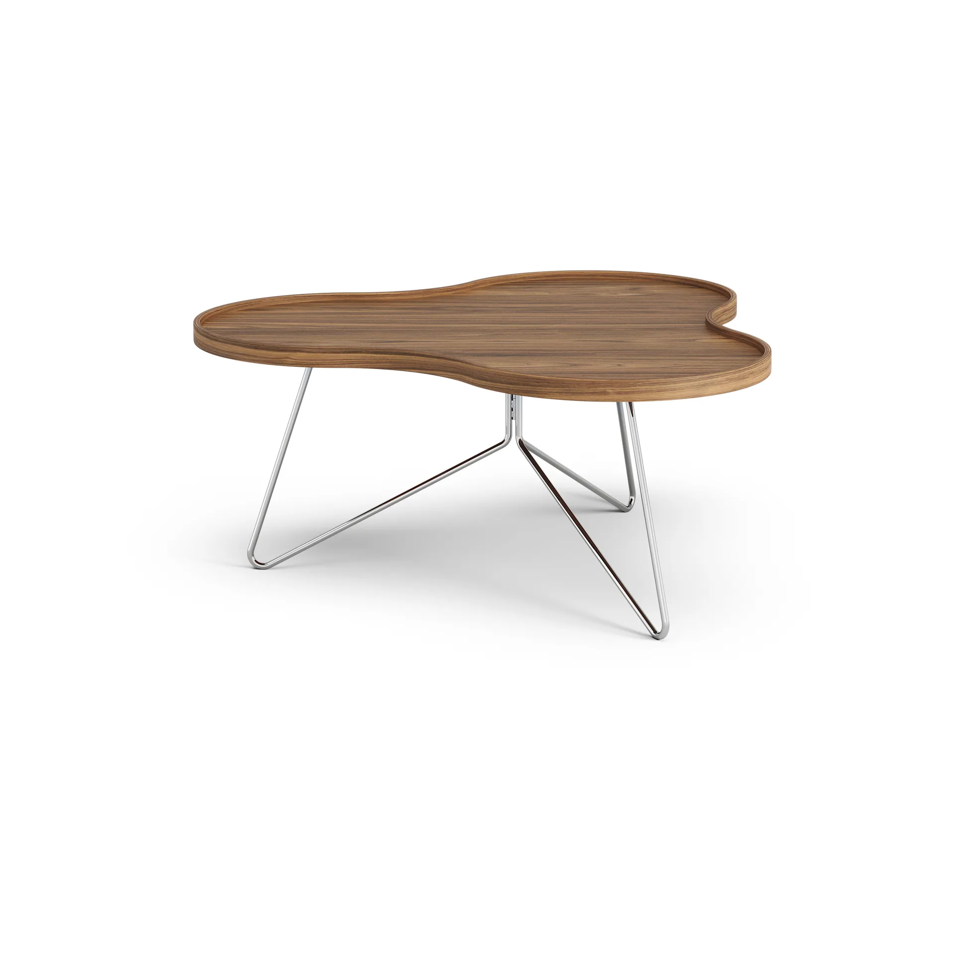 Flower mono Tisch Special Edition 84x90 cm, H39 cm-lackiert Walnuss-verchromter Stahl Swedese