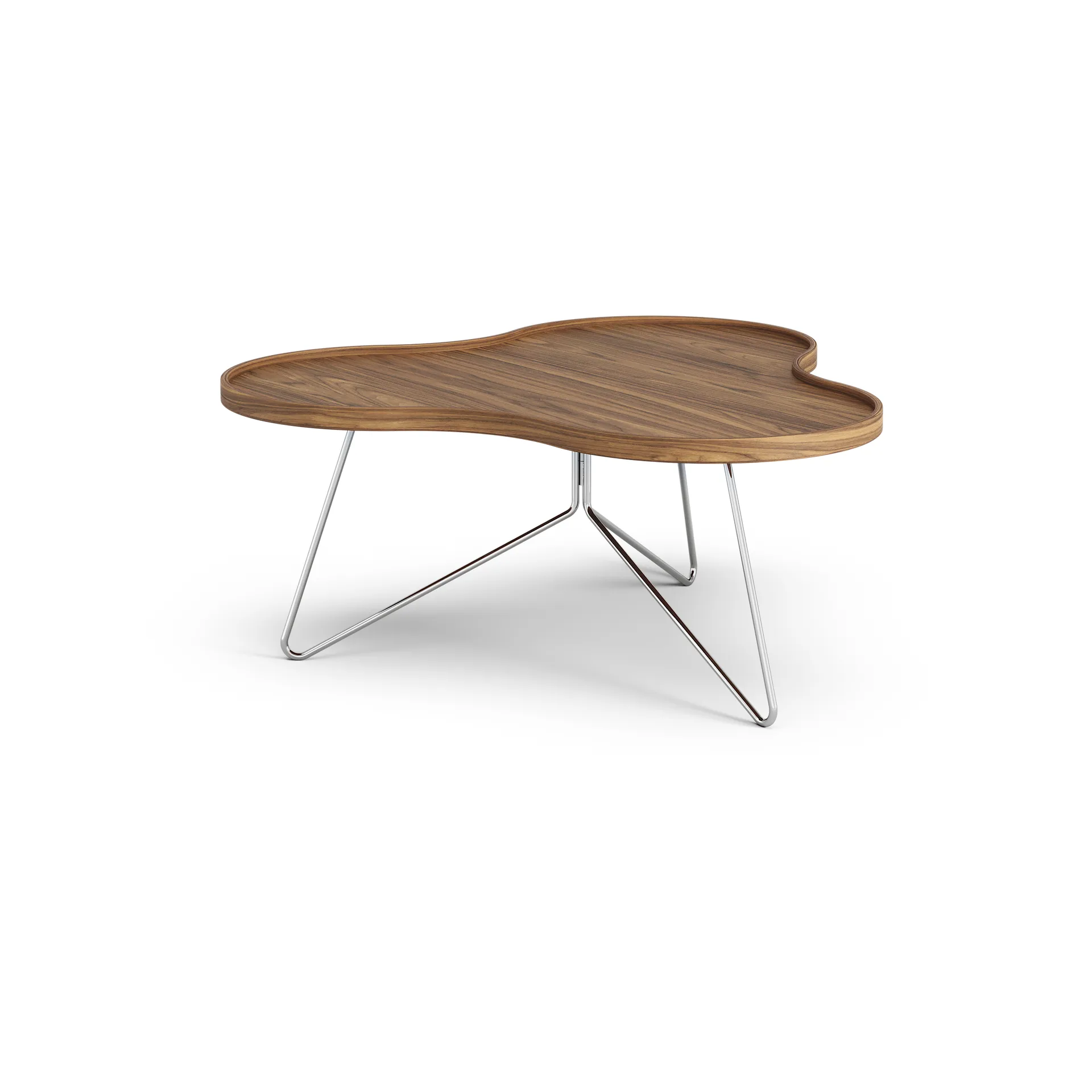 Flower mono Tisch Special Edition 84x90 cm, H39 cm-lackiert Walnuss-verchromter Stahl Swedese