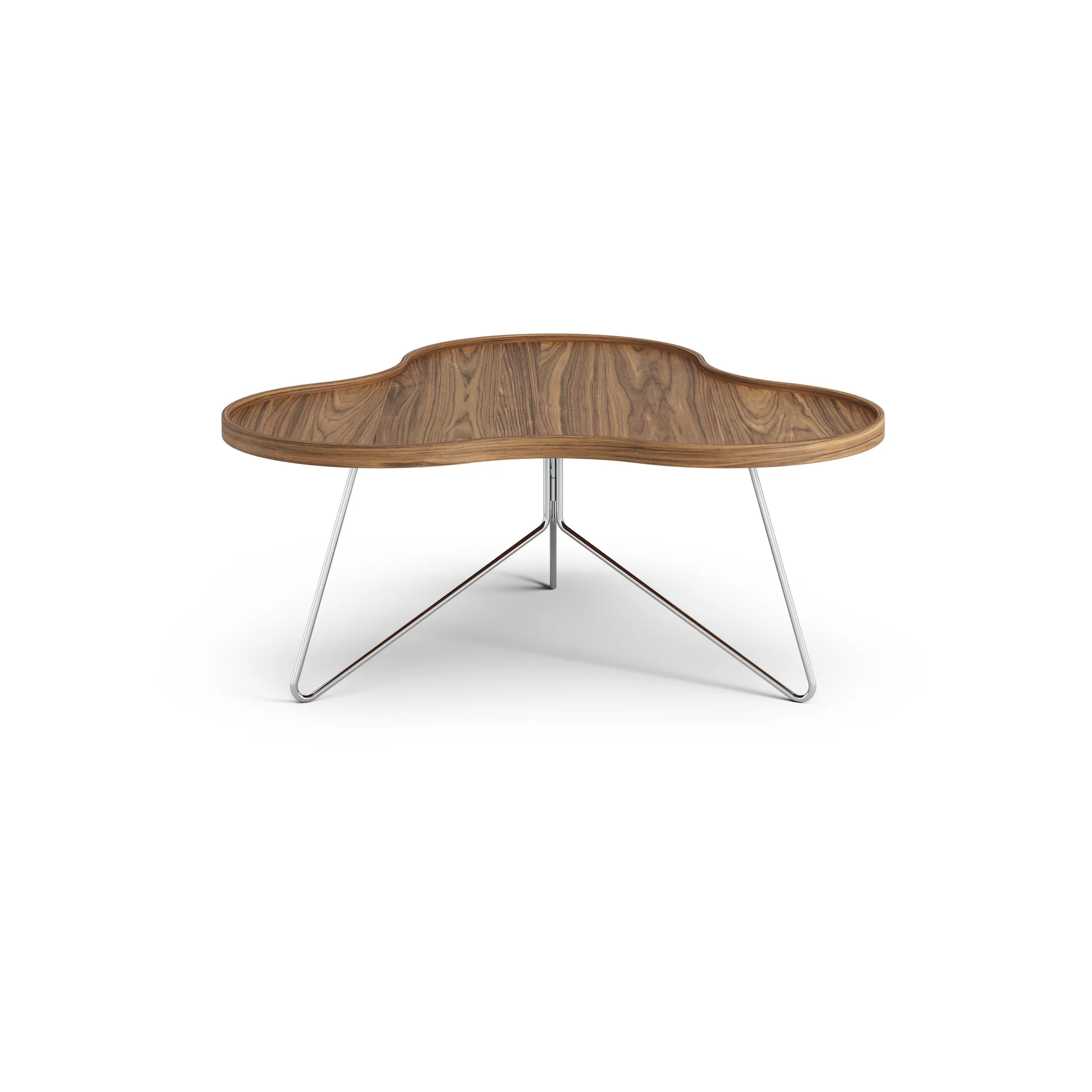 Flower mono Tisch Special Edition 84x90 cm, H39 cm-lackiert Walnuss-verchromter Stahl Swedese