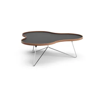 Flower Tisch 107 x 114cm - Schwarz, 39cm, Walnusskante, Chromgestell - Swedese