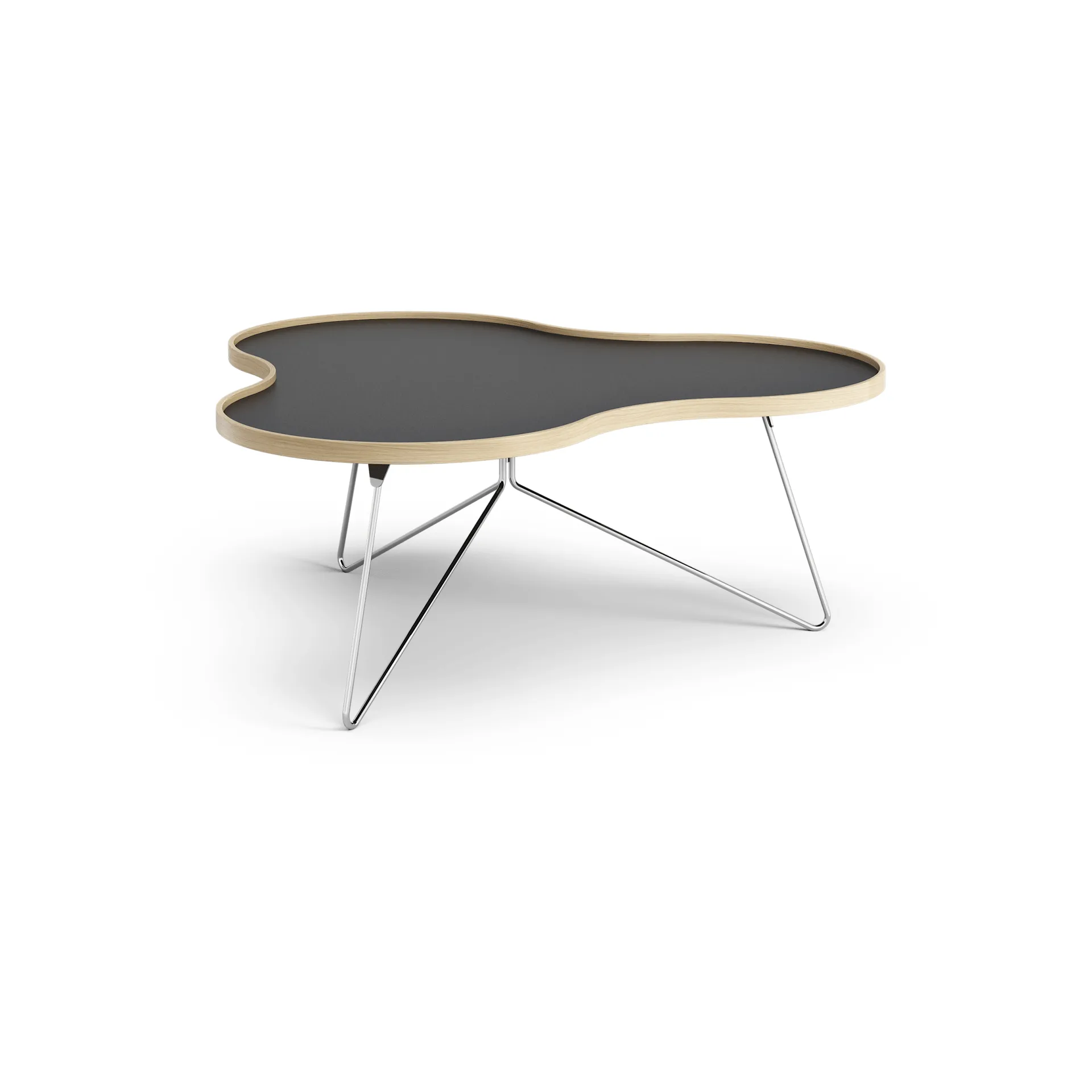 Flower Tisch 107 x 114cm, Schwarz, 45cm, Eichenkante, Chromgestell Swedese