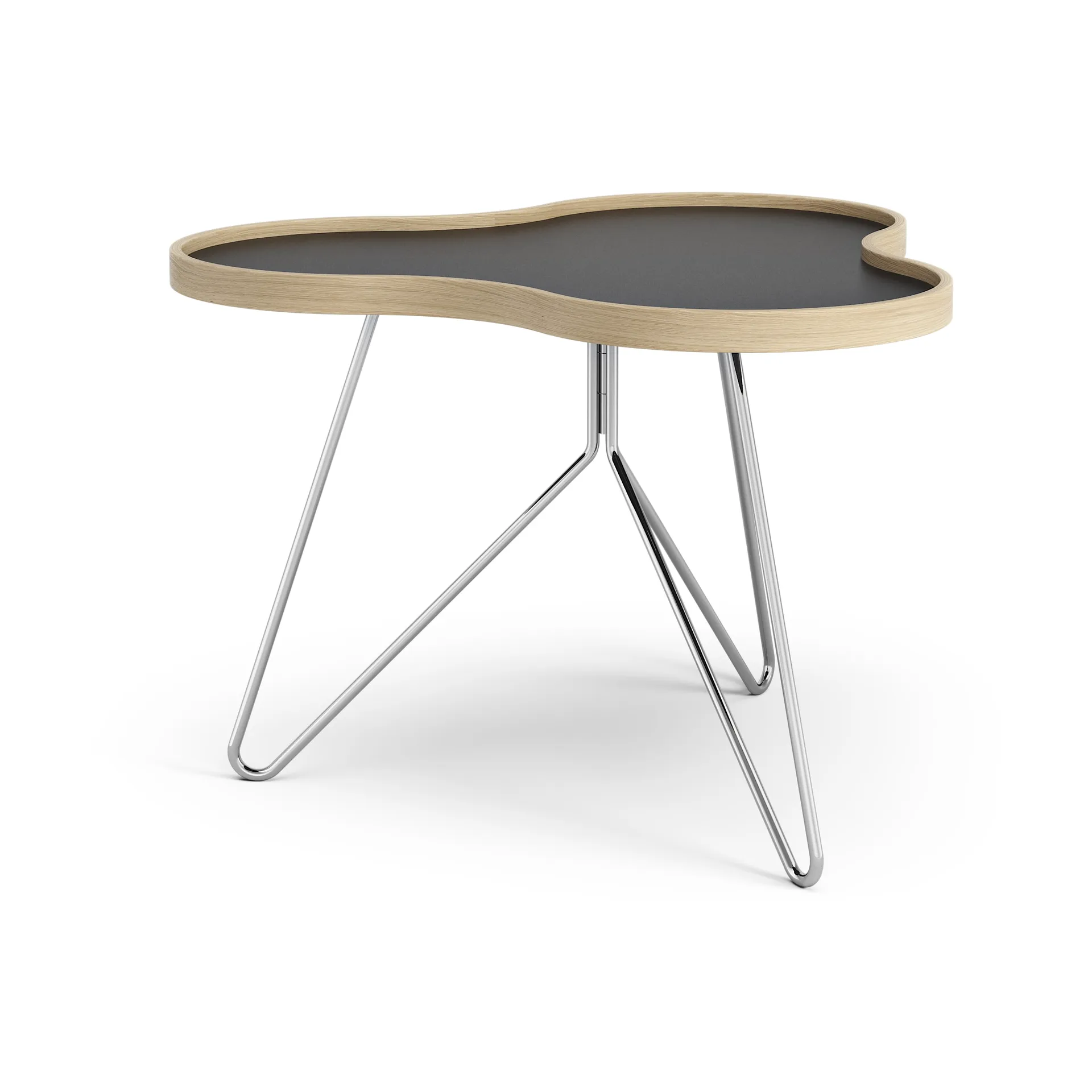 Flower Tisch 62 x 66cm, 45 cm, Schwarz-Eichenkante-Chromgestell Swedese