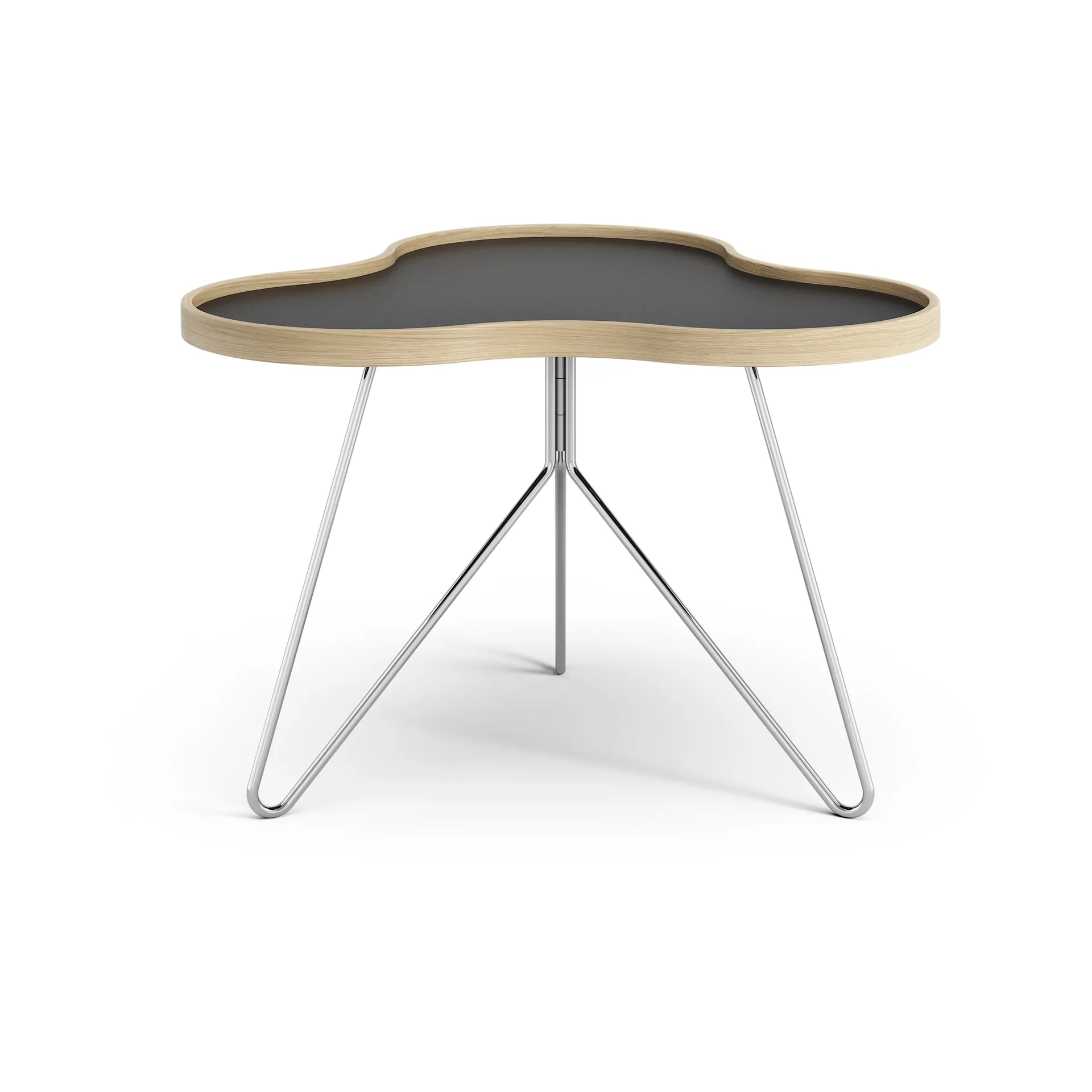 Flower Tisch 62 x 66cm, 45 cm, Schwarz-Eichenkante-Chromgestell Swedese