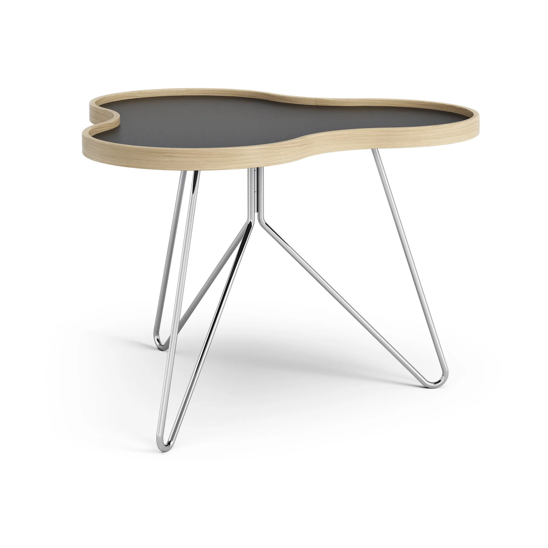 Flower Tisch 62 x 66cm, 45 cm, Schwarz-Eichenkante-Chromgestell Swedese