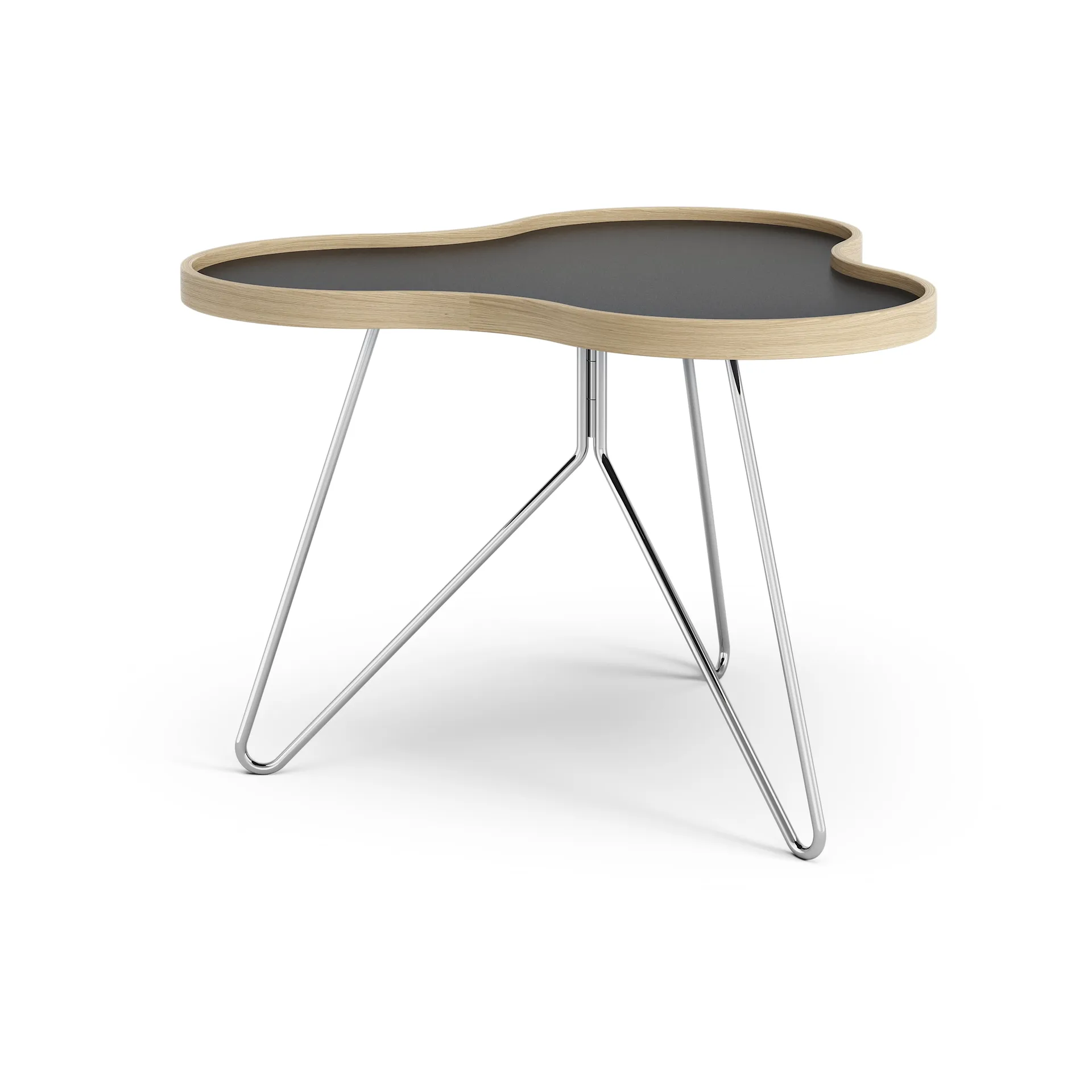 Flower Tisch 62 x 66cm, 45 cm, Schwarz-Eichenkante-Chromgestell Swedese