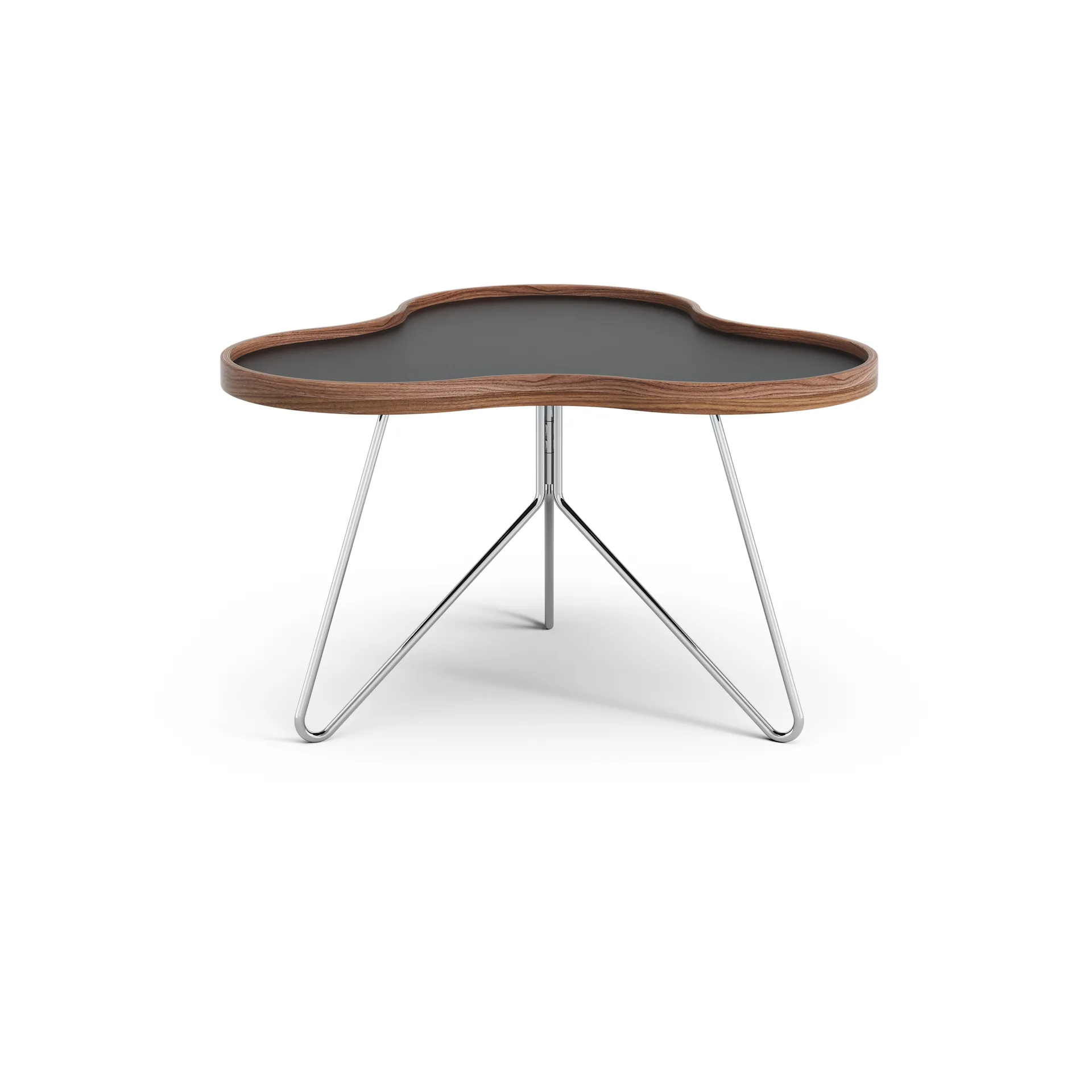 Flower Tisch 62 x 66cm, Schwarz, 39cm, Walnusskante, Chromgestell Swedese