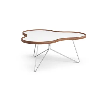 Flower Tisch 84 x 90cm - Weiß, 39cm, Walnusskante, Chromgestell - Swedese