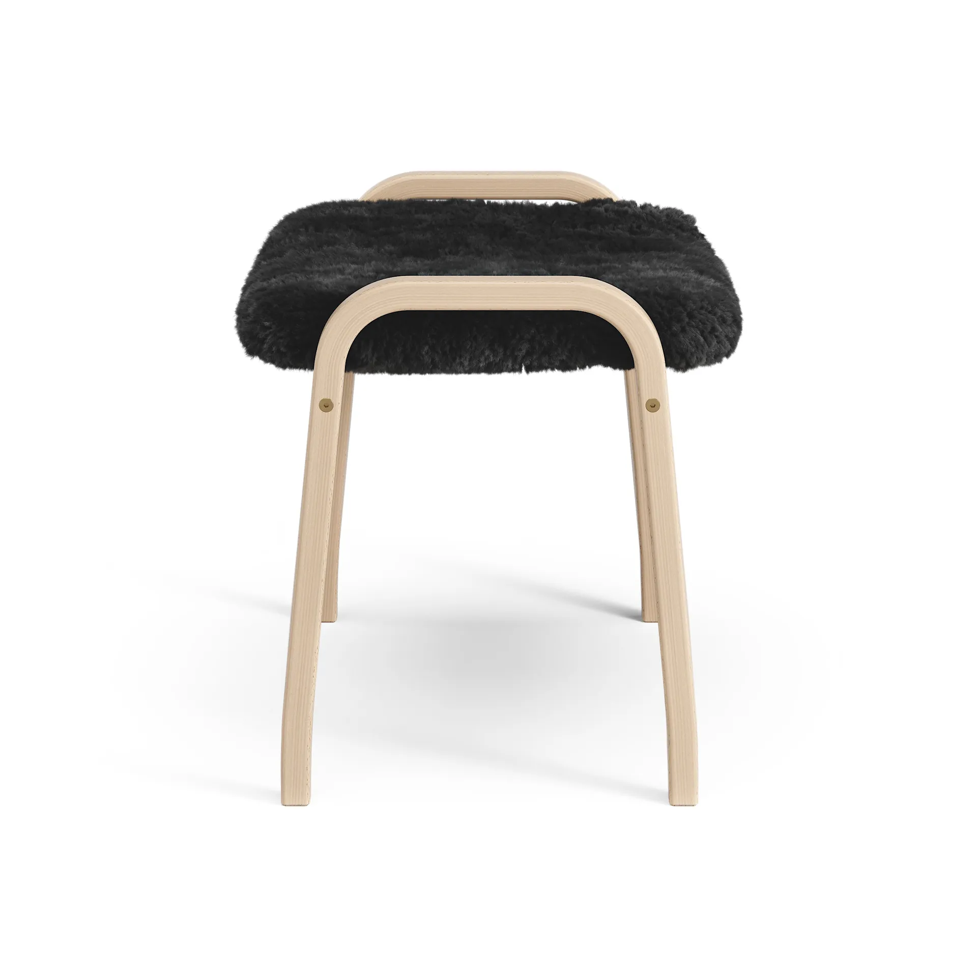 Lamini Fußhocker für Kinder lackierte Buche/Schaffell, Black (schwarz) Swedese