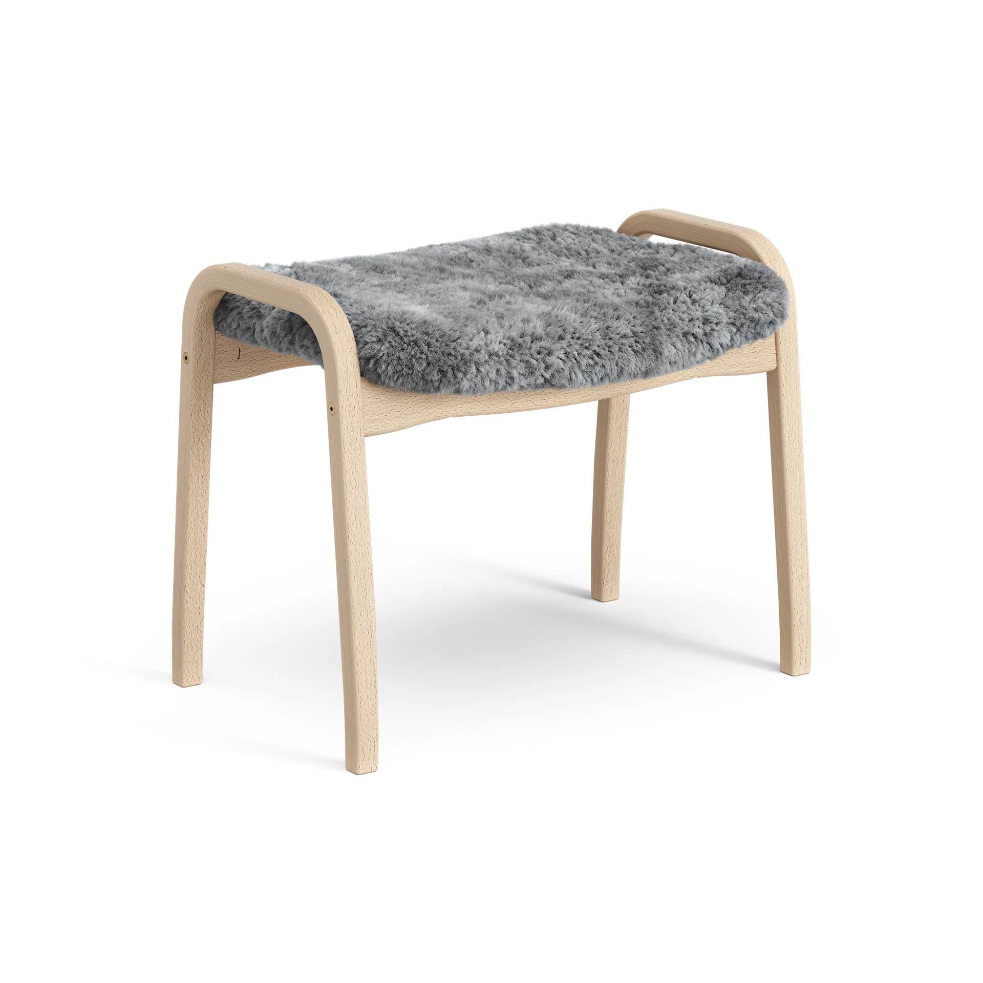 Lamini Fußhocker für Kinder lackierte Buche/Schaffell, Scandinavian Grey (grau) Swedese