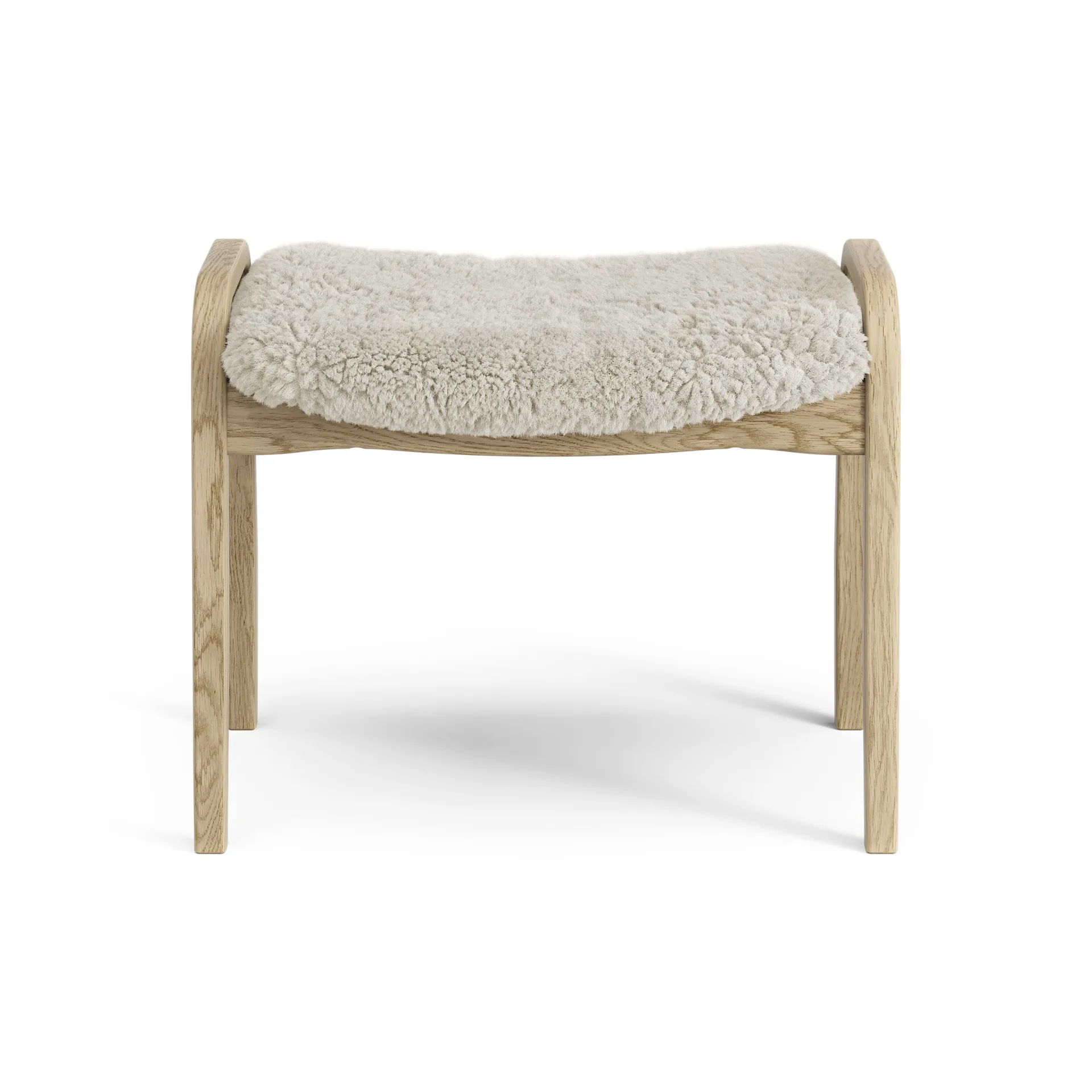 Lamini Fußhocker für Kinder lackierte Eiche/Schaffell, Moonlight (beige) Swedese