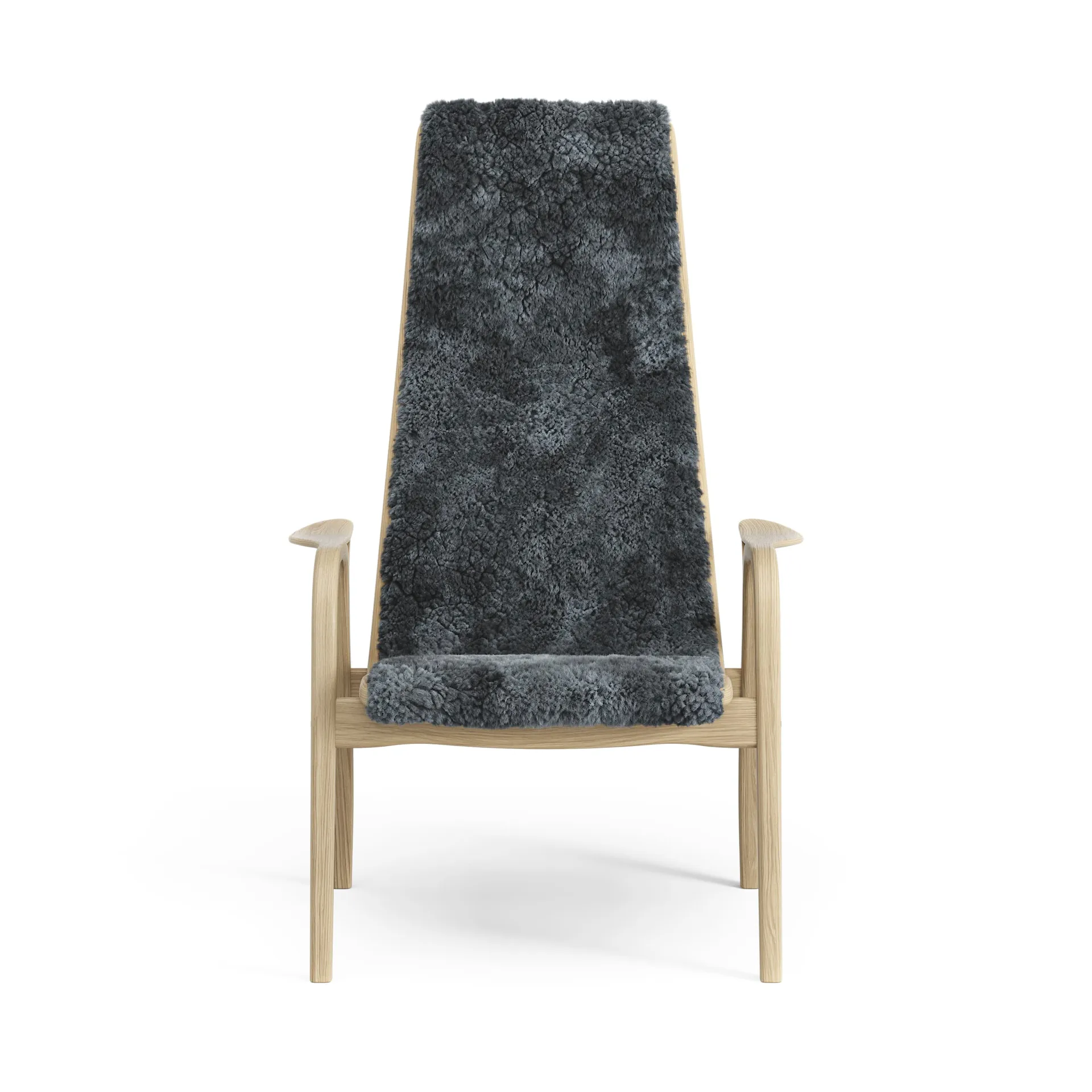 Lamini Kindersessel lackierte Eiche/Schaffell, Charcoal (dunkelgrau) Swedese