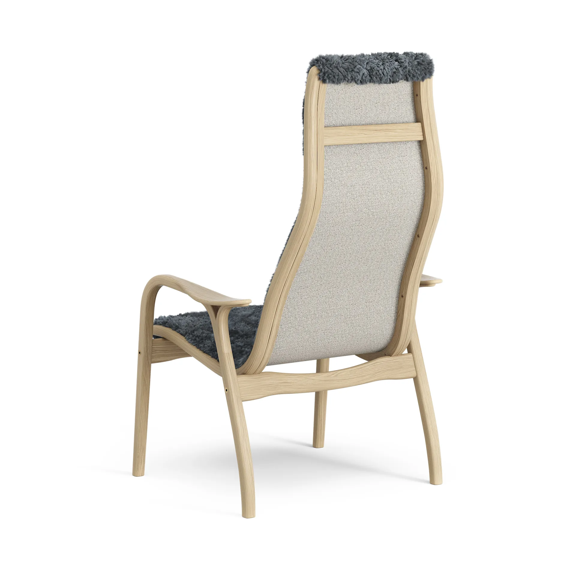 Lamini Kindersessel lackierte Eiche/Schaffell, Charcoal (dunkelgrau) Swedese