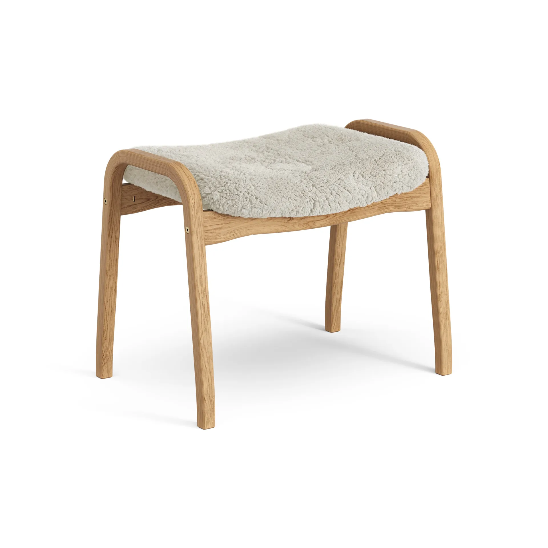Lamino Fußhocker Eiche geölt/Schaffell, Moonlight (beige) Swedese