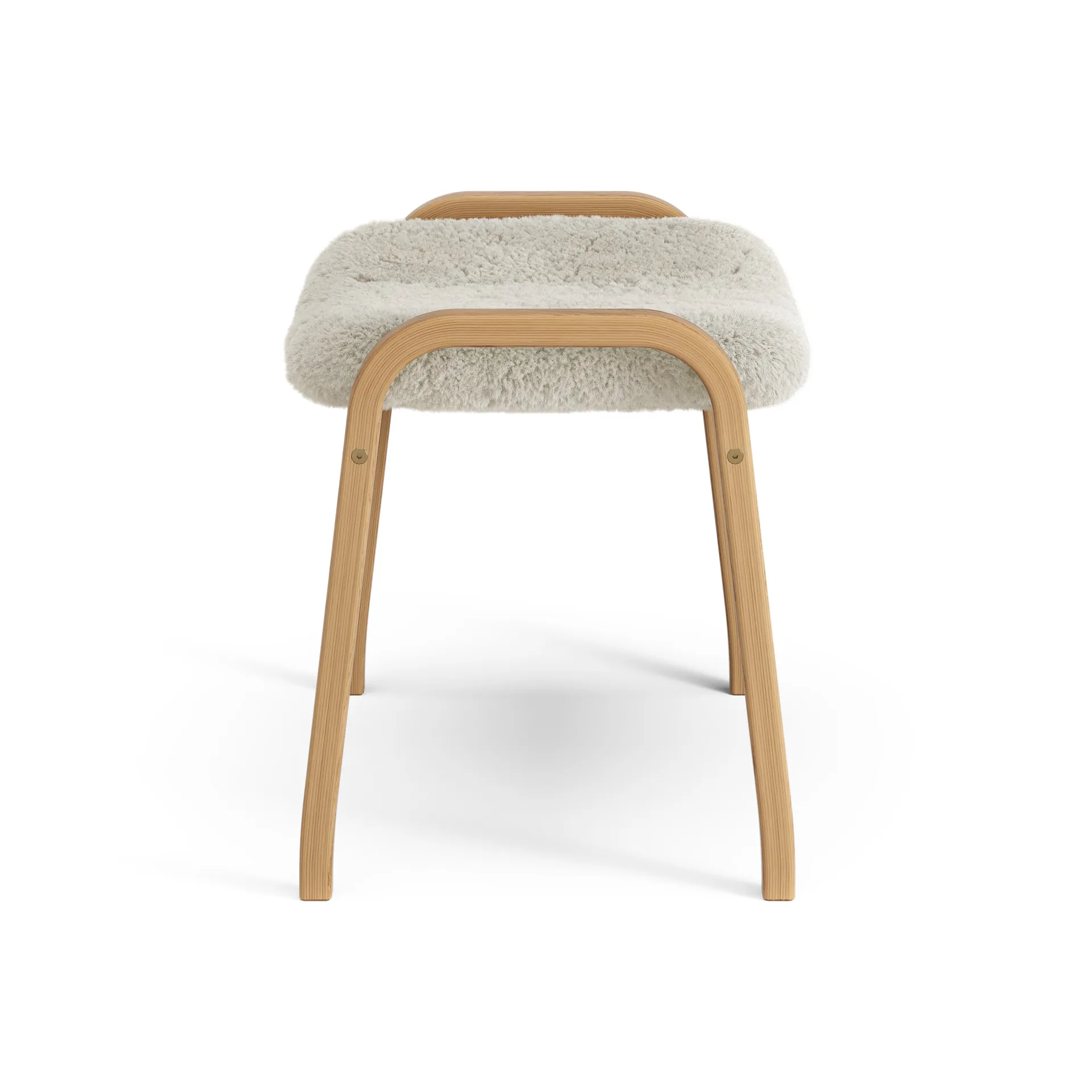 Lamino Fußhocker Eiche geölt/Schaffell, Moonlight (beige) Swedese
