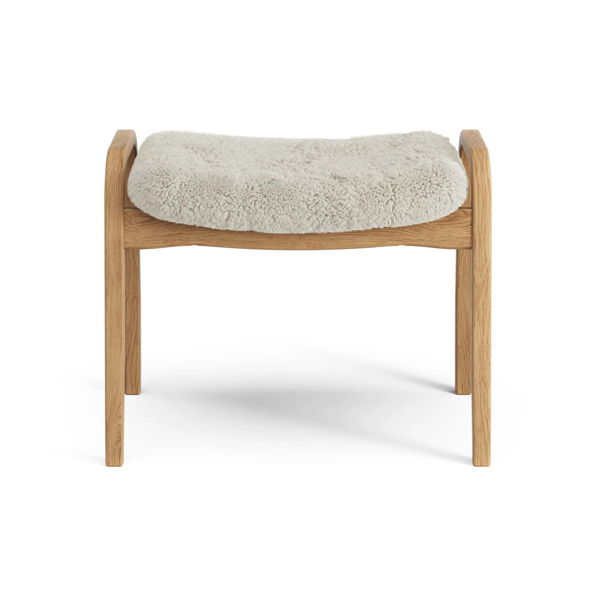 Lamino Fußhocker Eiche geölt/Schaffell, Moonlight (beige) Swedese