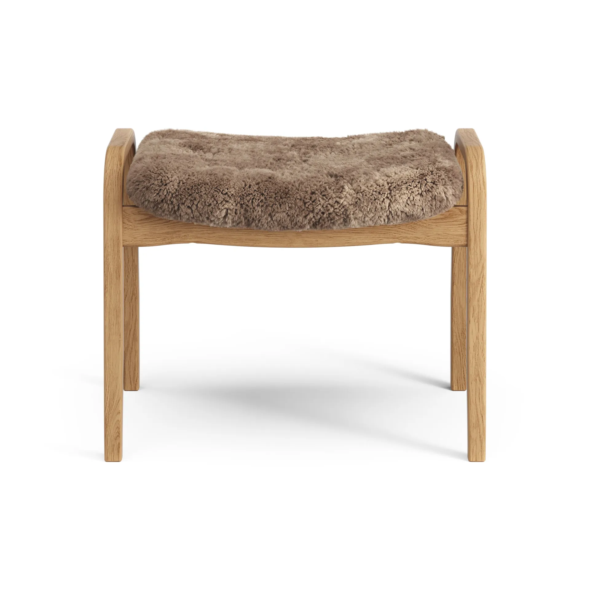 Lamino Fußhocker Eiche geölt/Schaffell, Sahara (nougatbraun) Swedese