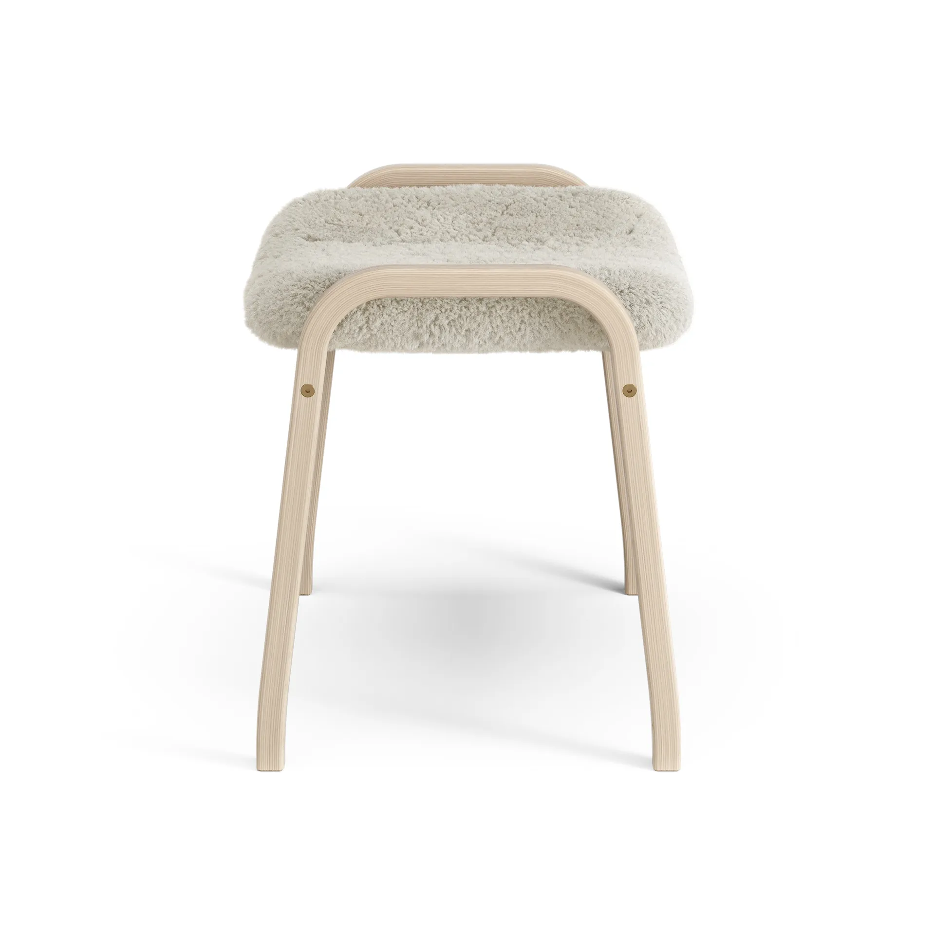 Lamino Fußhocker Eiche weiß pigmentiert/Schaffell, Moonlight (beige) Swedese