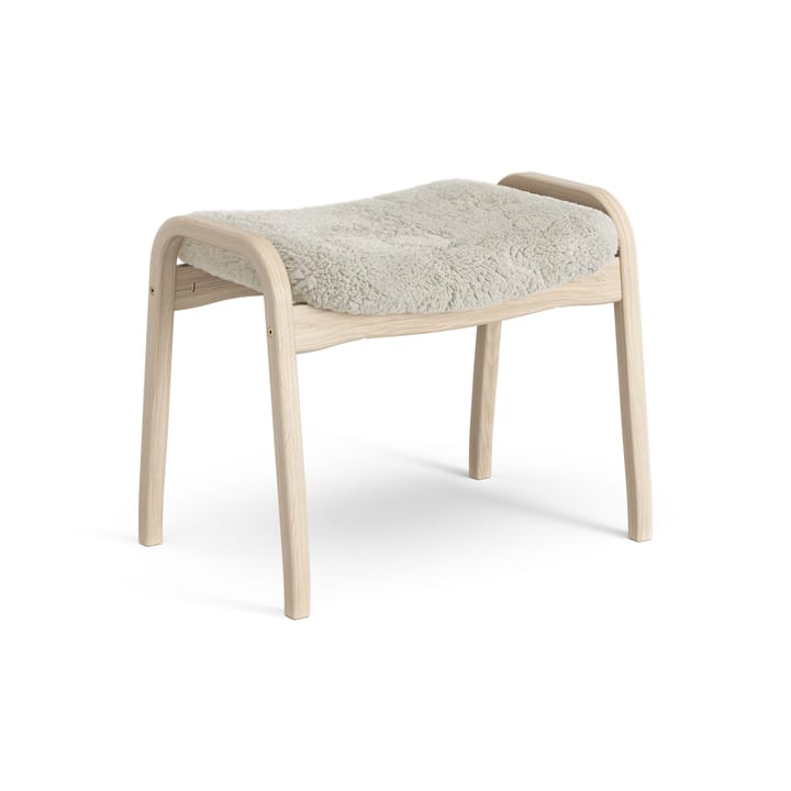 Lamino Fußhocker Eiche weiß pigmentiert/Schaffell - Moonlight (beige) - Swedese