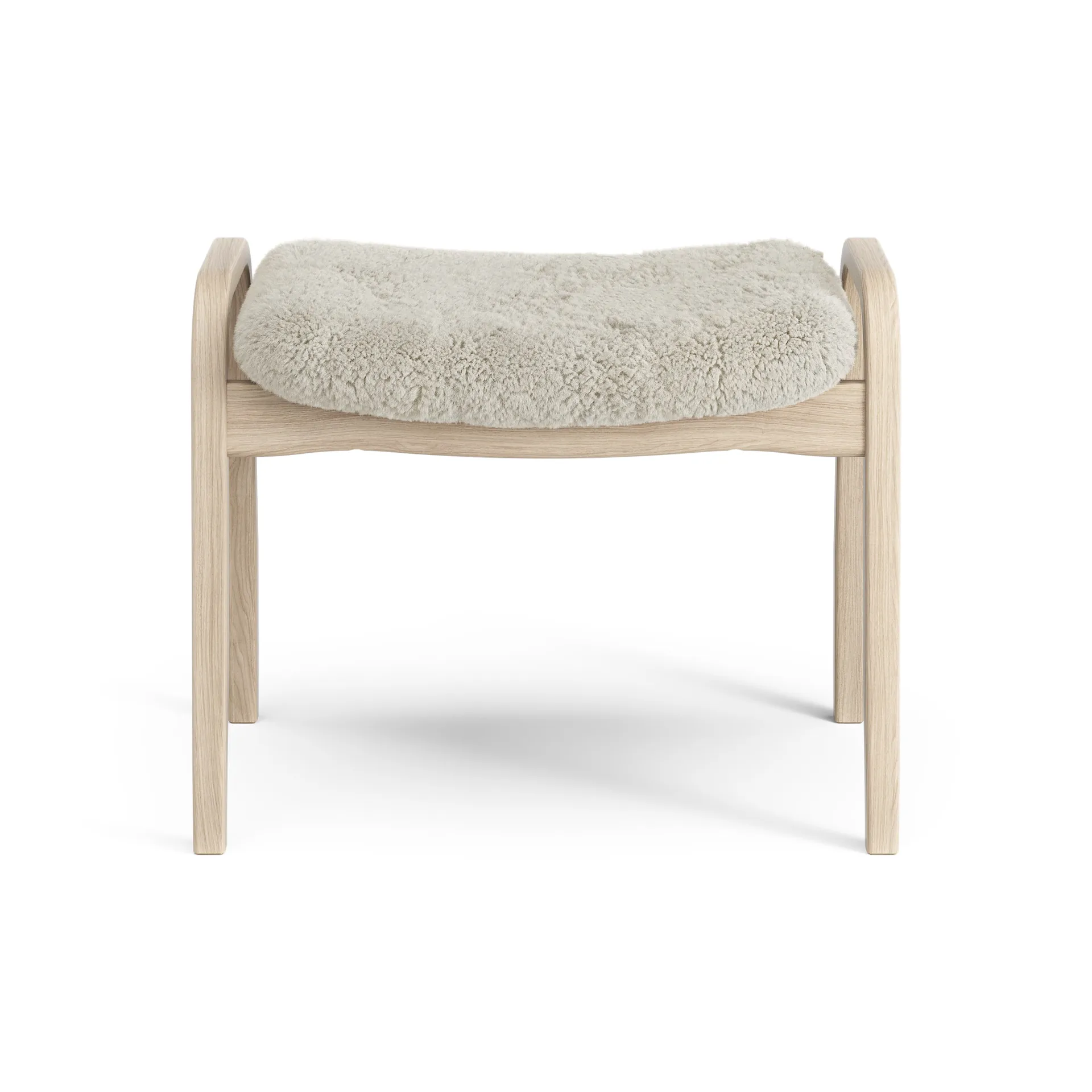 Lamino Fußhocker Eiche weiß pigmentiert/Schaffell, Moonlight (beige) Swedese