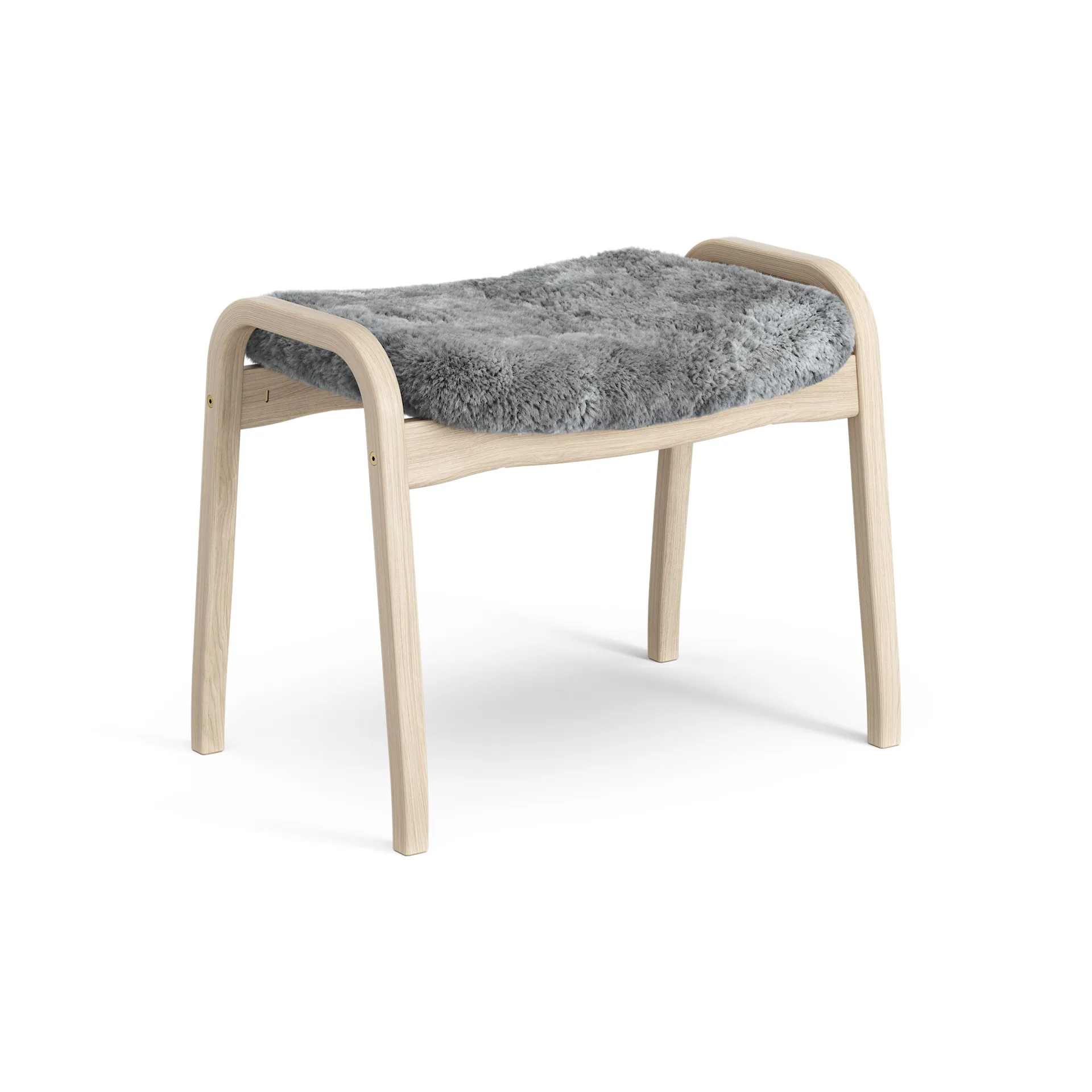 Lamino Fußhocker Eiche weiß pigmentiert/Schaffell, Scandinavian Grey (grau) Swedese
