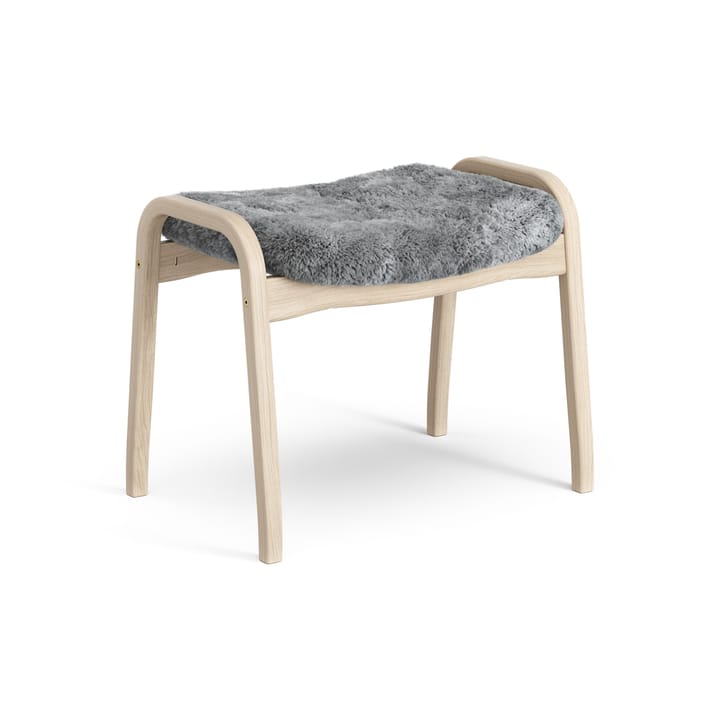 Lamino Fußhocker Eiche weiß pigmentiert/Schaffell - Scandinavian Grey (grau) - Swedese