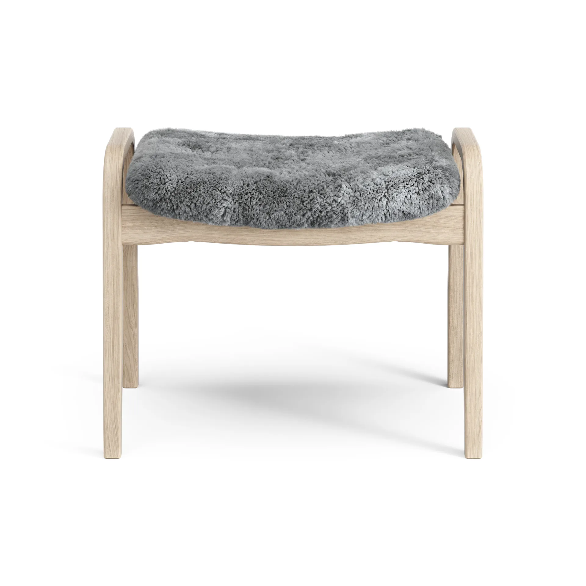 Lamino Fußhocker Eiche weiß pigmentiert/Schaffell, Scandinavian Grey (grau) Swedese