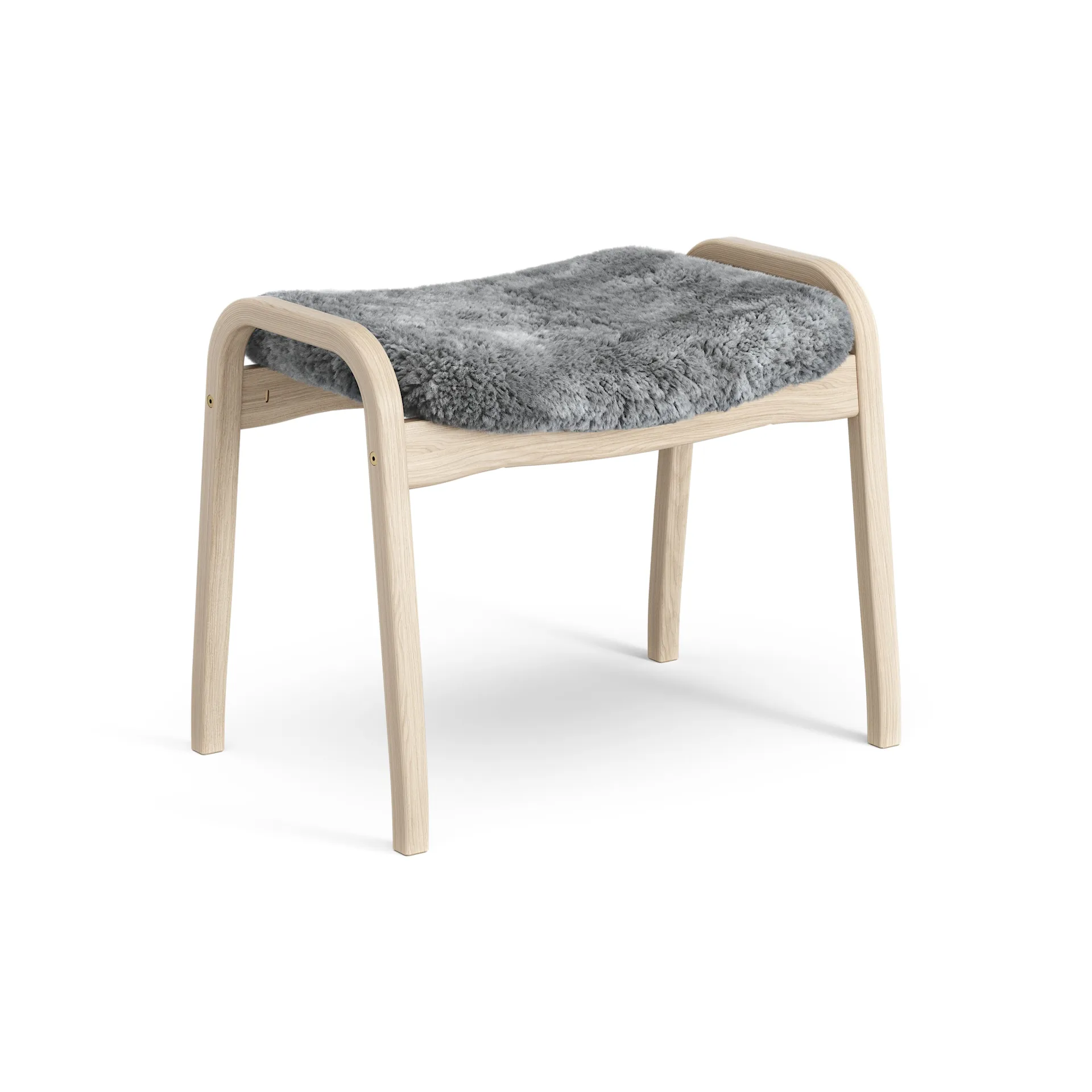Lamino Fußhocker Eiche weiß pigmentiert/Schaffell, Scandinavian Grey (grau) Swedese