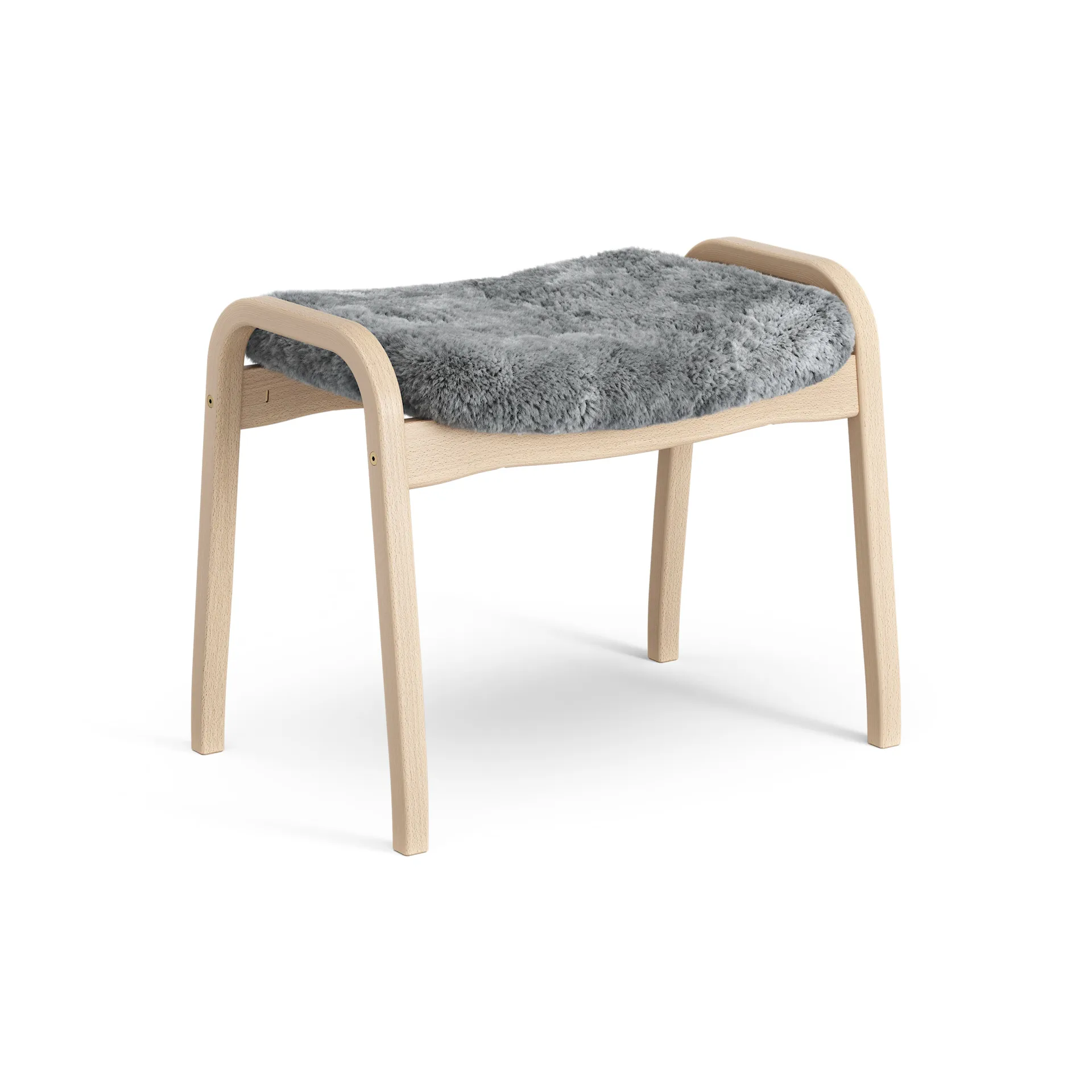 Lamino Fußhocker lackierte Buche/Schaffell, Scandinavian Grey (grau) Swedese