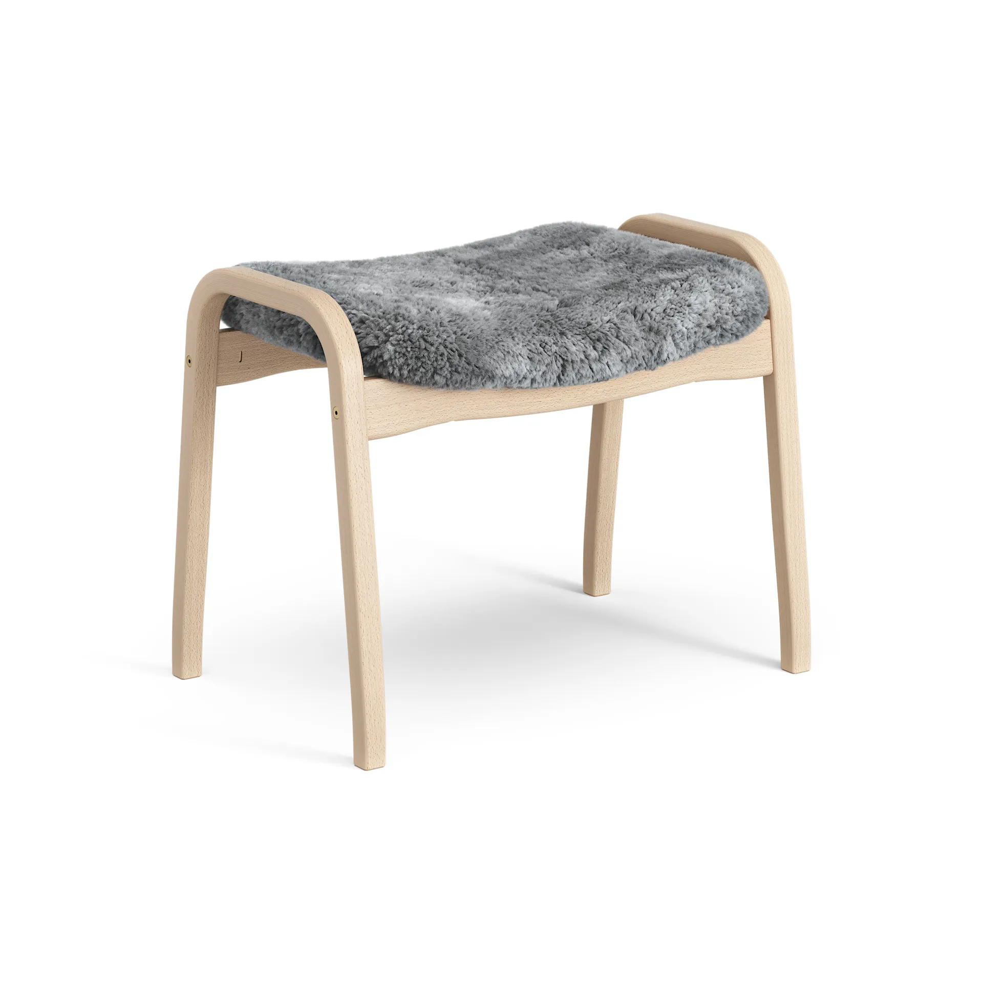 Lamino Fußhocker lackierte Buche/Schaffell, Scandinavian Grey (grau) Swedese