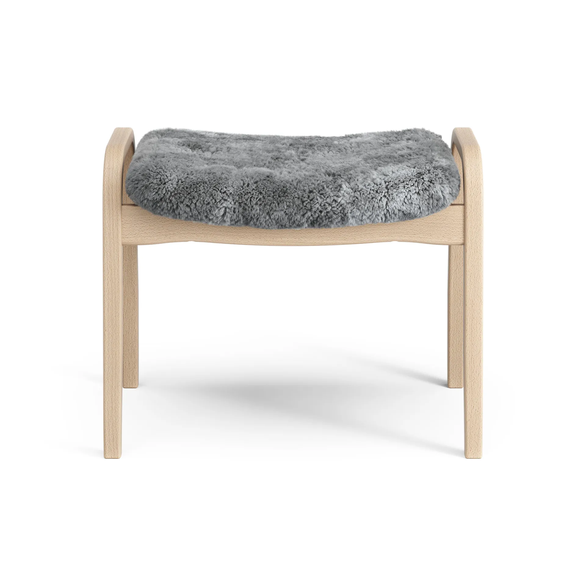 Lamino Fußhocker lackierte Buche/Schaffell, Scandinavian Grey (grau) Swedese