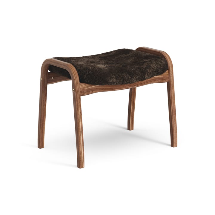 Lamino Fußhocker Walnuss geölt/Schaffell, Espresso (braun) Swedese