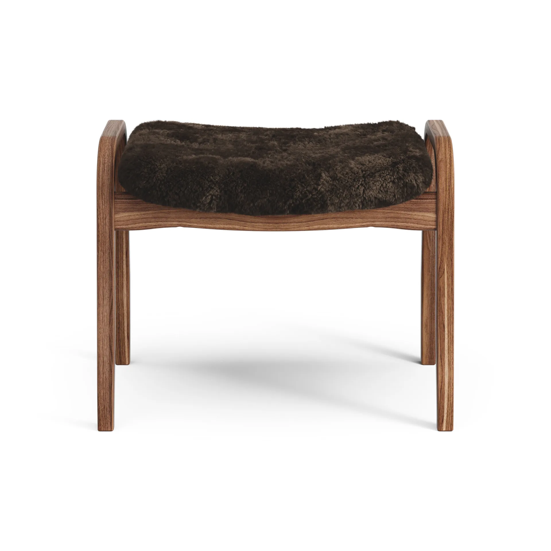 Lamino Fußhocker Walnuss geölt/Schaffell, Espresso (braun) Swedese