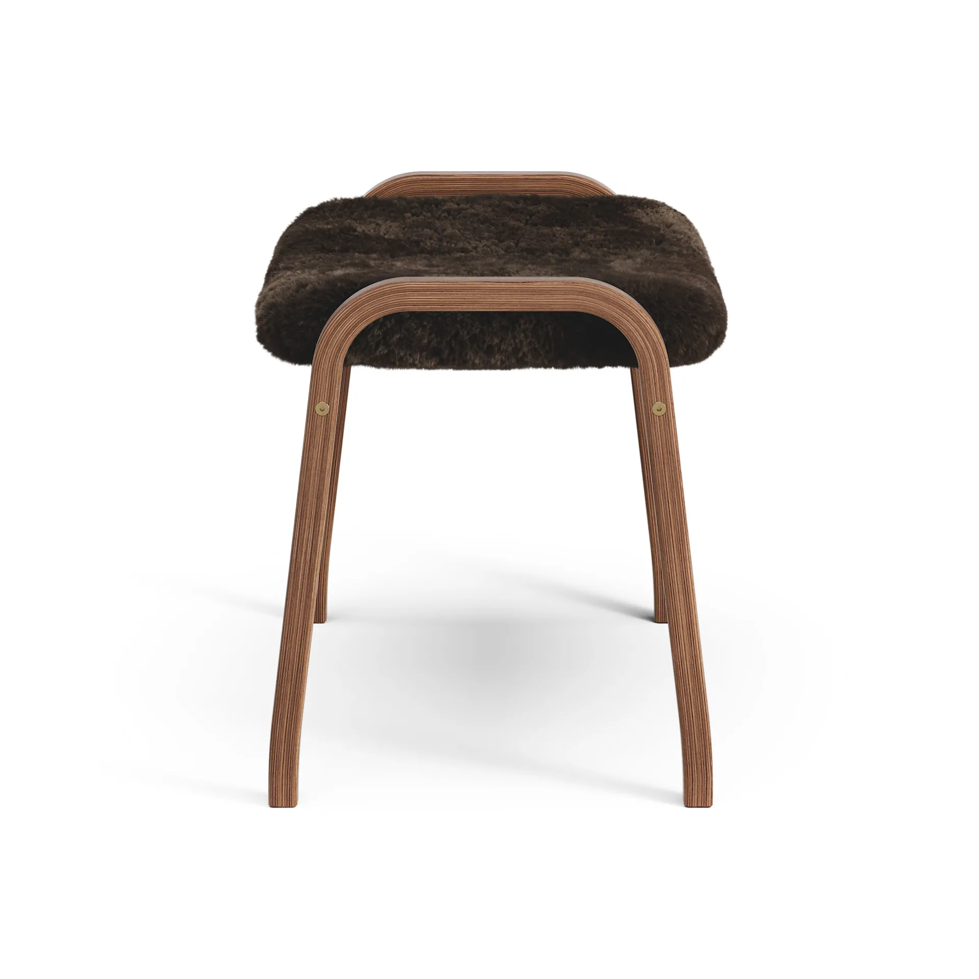 Lamino Fußhocker Walnuss geölt/Schaffell, Espresso (braun) Swedese