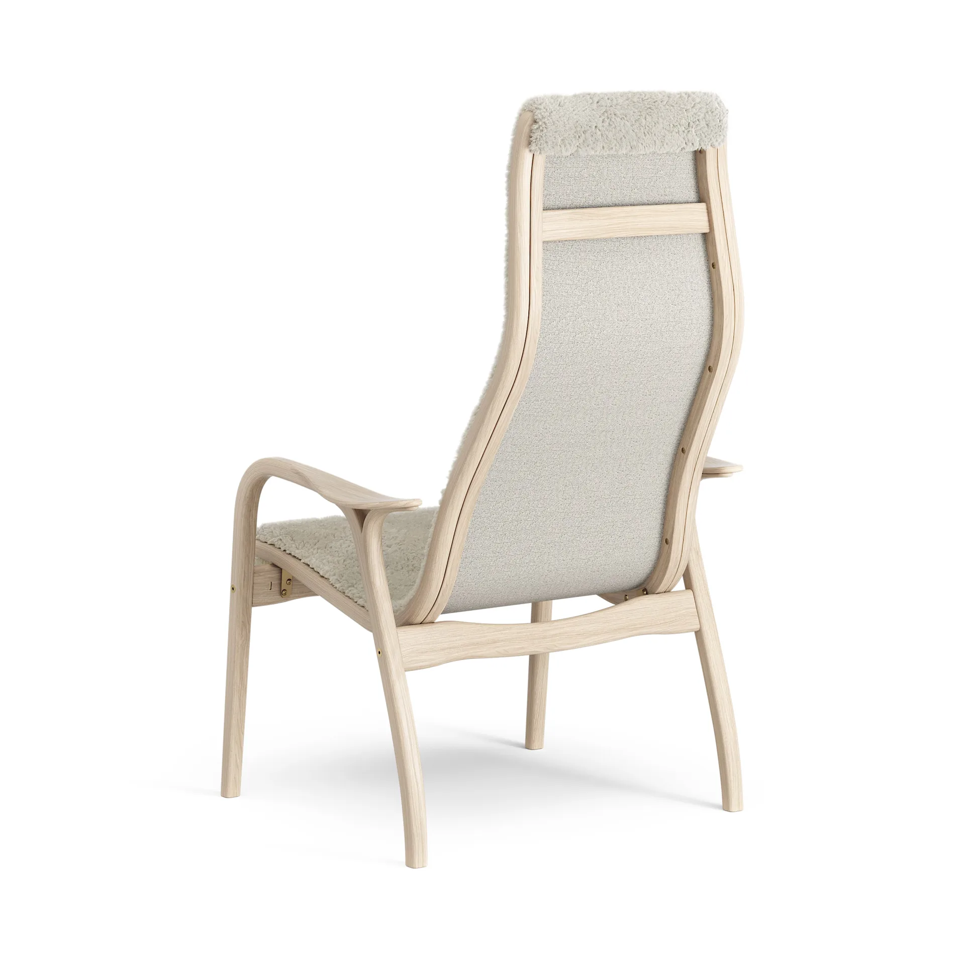 Lamino Sessel Eiche weiß pigmentiert/Schaffell, Moonlight (beige) Swedese