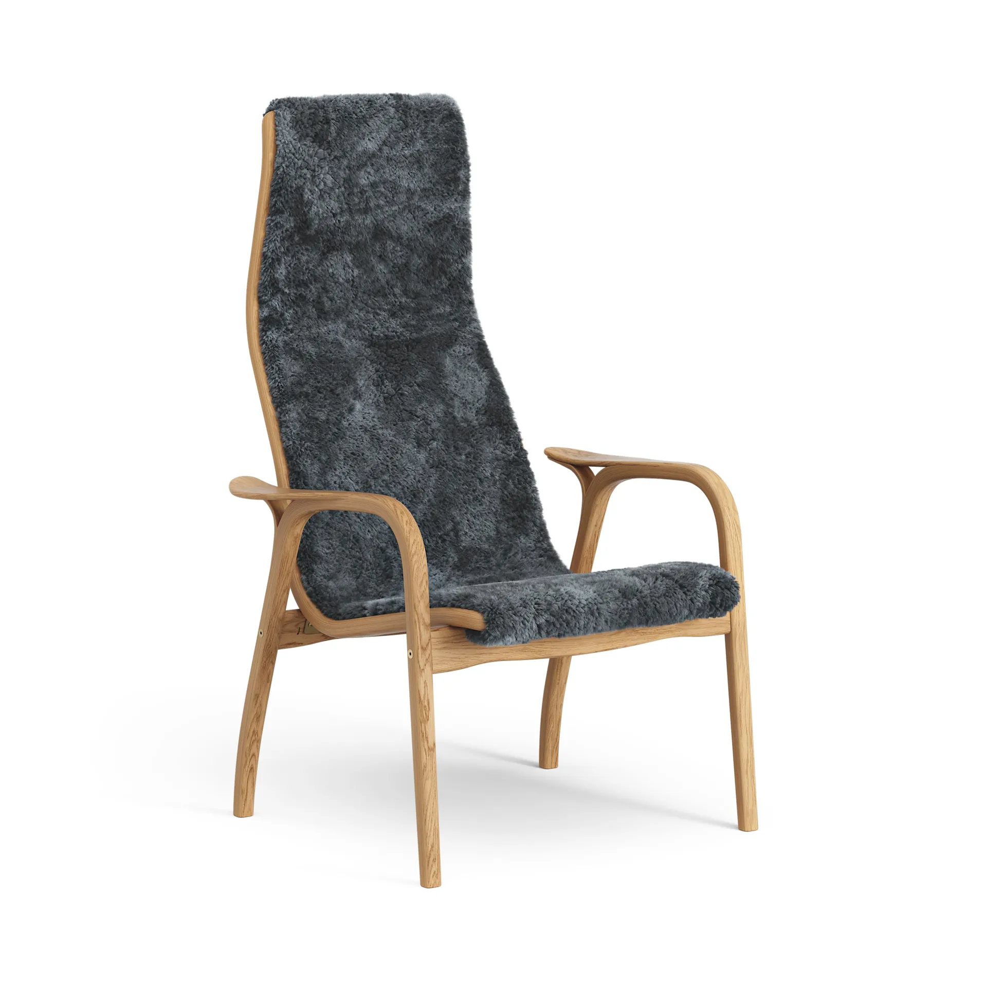 Lamino Sessel geölte Eiche/Schaffell, Charcoal (dunkelgrau) Swedese