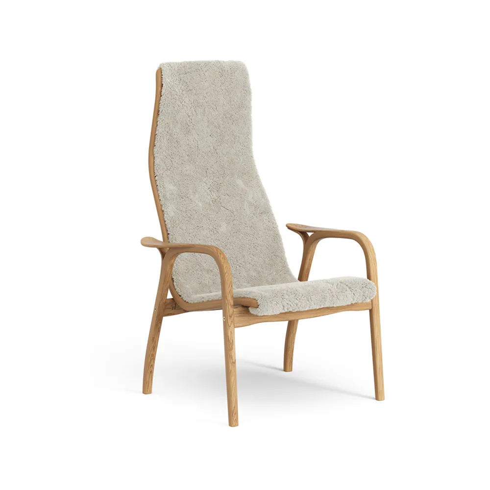 Lamino Sessel geölte Eiche/Schaffell, Moonlight (beige) Swedese