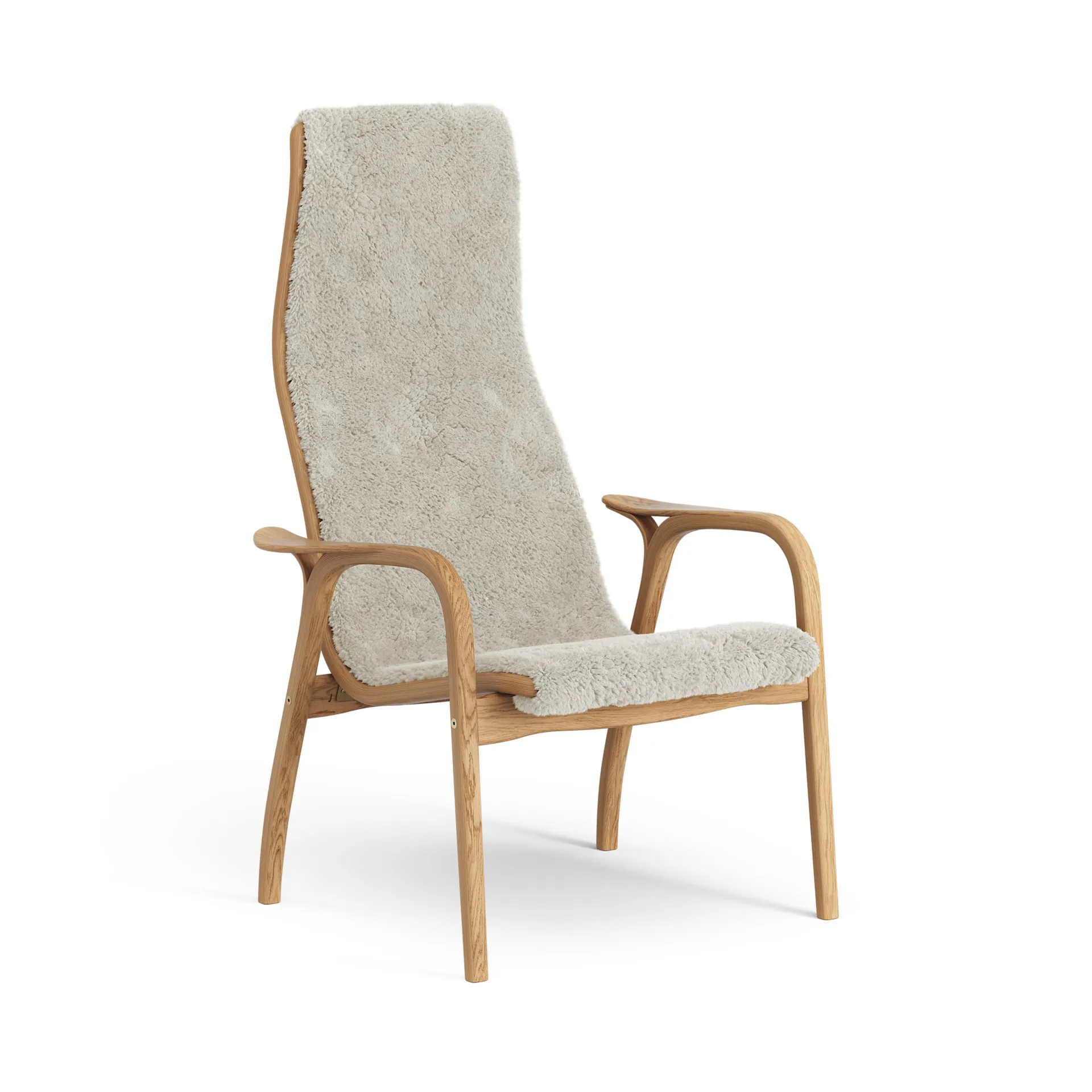 Lamino Sessel geölte Eiche/Schaffell, Moonlight (beige) Swedese