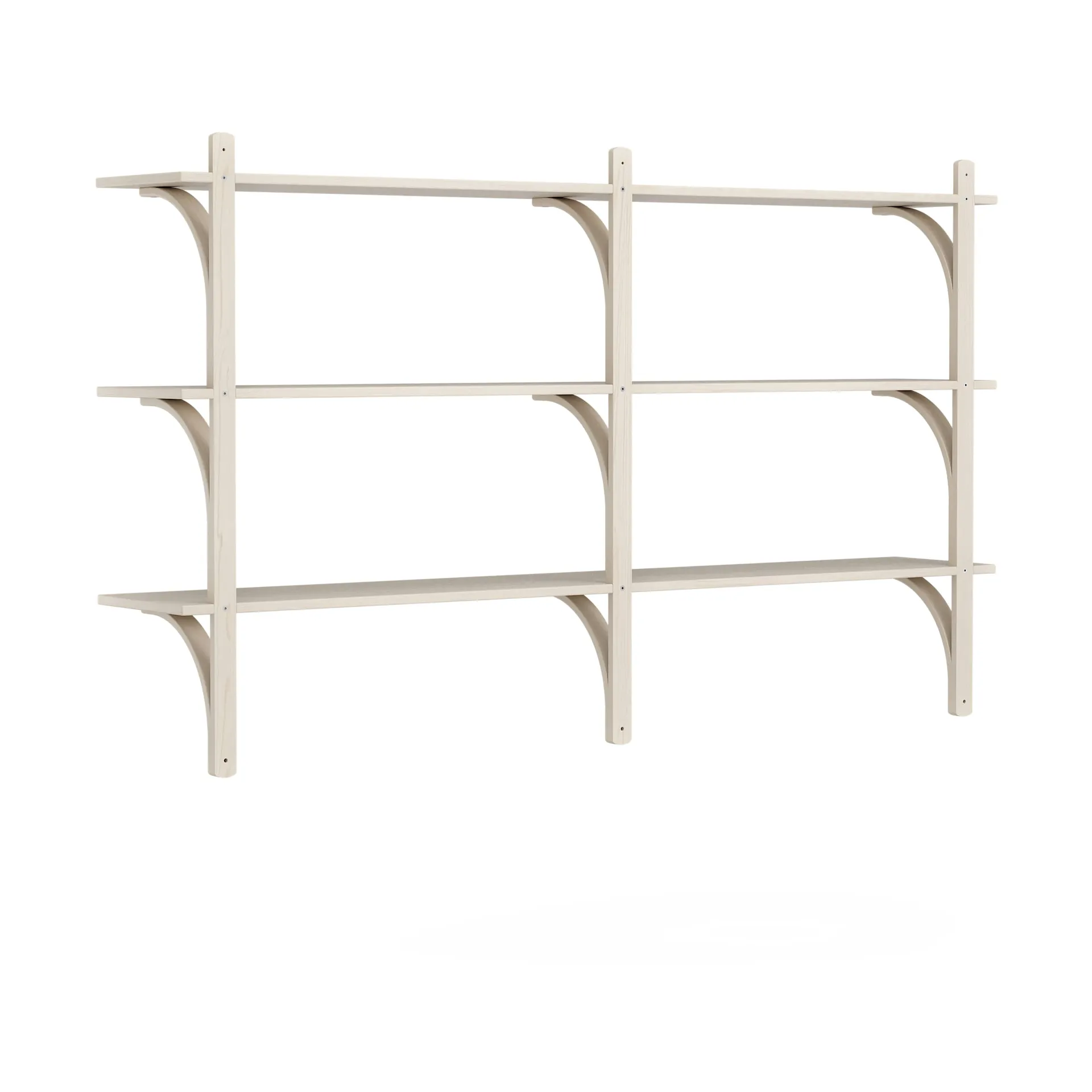 Levi Regal 3 Fachboden, Weiß pigmentierte Esche–Messing, 180 cm Swedese