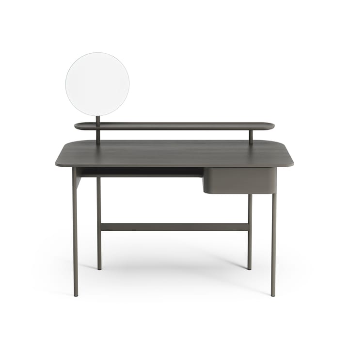Luna Schreibtisch mit Schublade, Regal und Spiegel - Eiche Orkangrau - Swedese