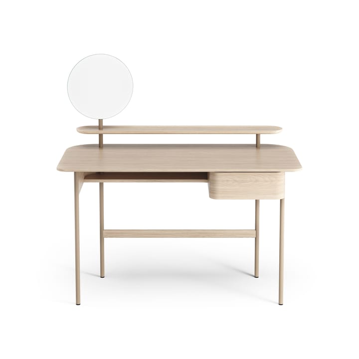 Luna Schreibtisch mit Schublade, Regal und Spiegel - Eiche weiß pigmentiert - Swedese