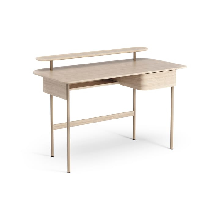 Luna Schreibtisch mit Schublade und Regal - Eiche weiß pigmentiert - Swedese