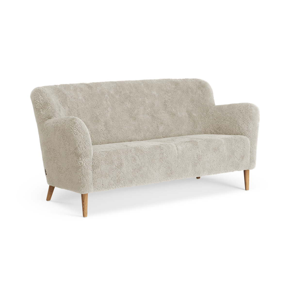 Swedese Nova 2-Sitzer Sofa Schafsfell Moonlight-Eiche geölt
