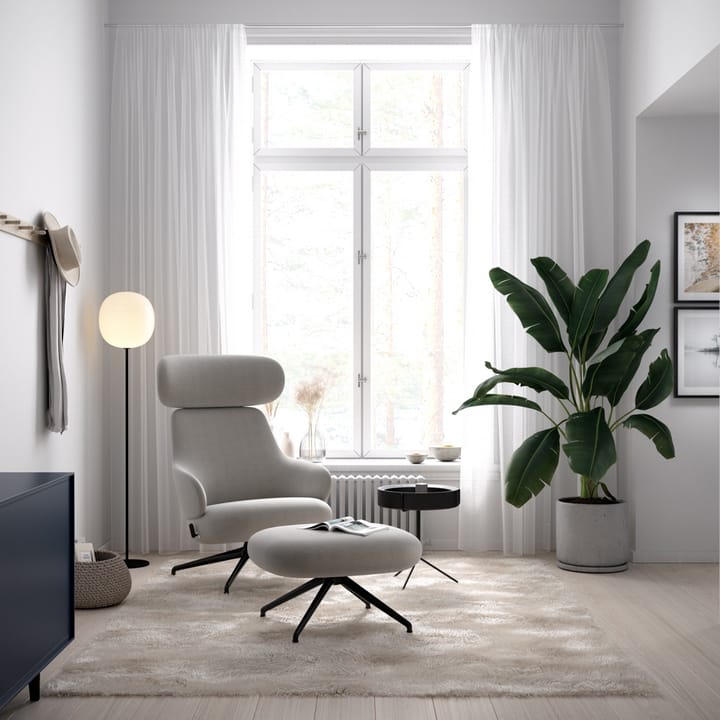 Pillo Fußhocker - Stoff hallingdal 65 130 Grau , Chrom, 4-sterniger Drehfuß - Swedese